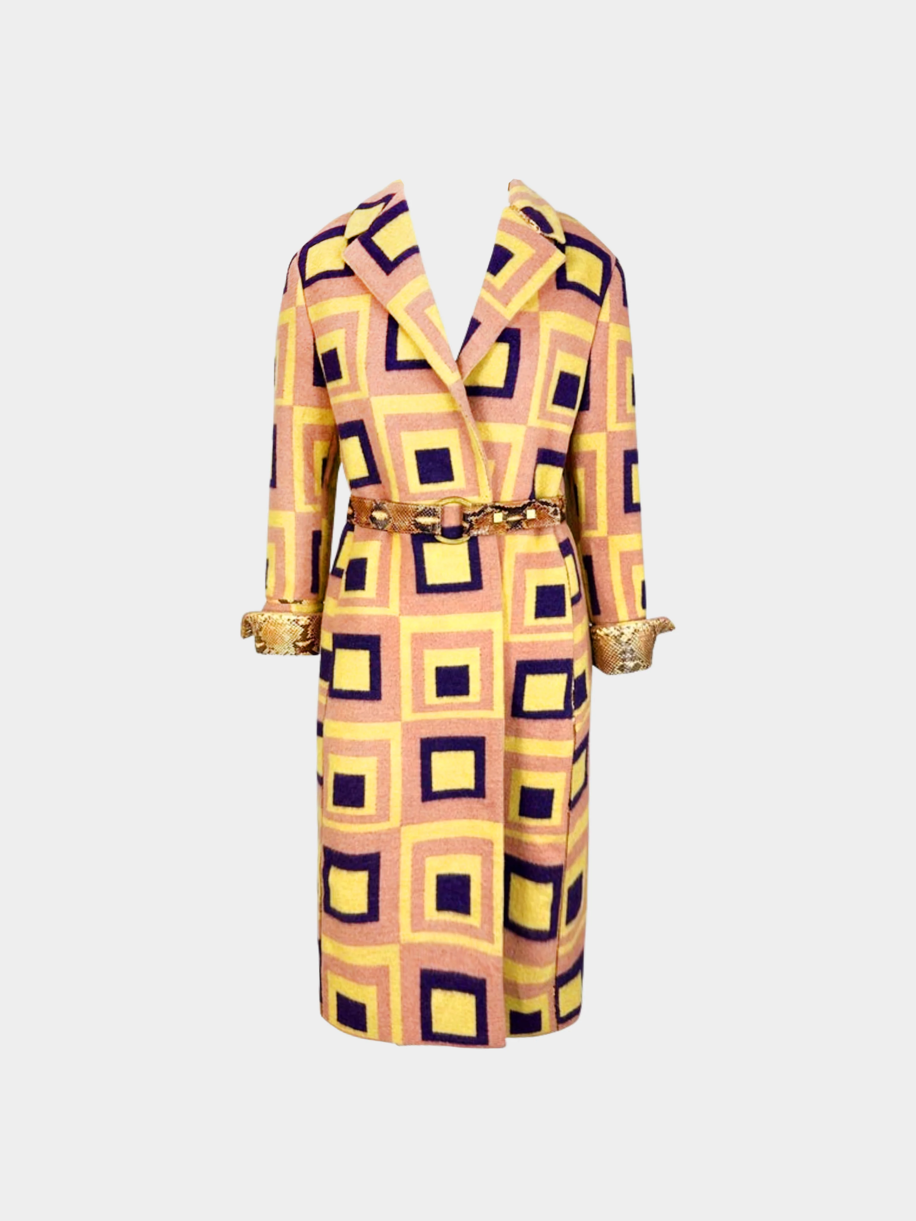 Versace FW 2000 Runway Light Pink Python Accented Coat