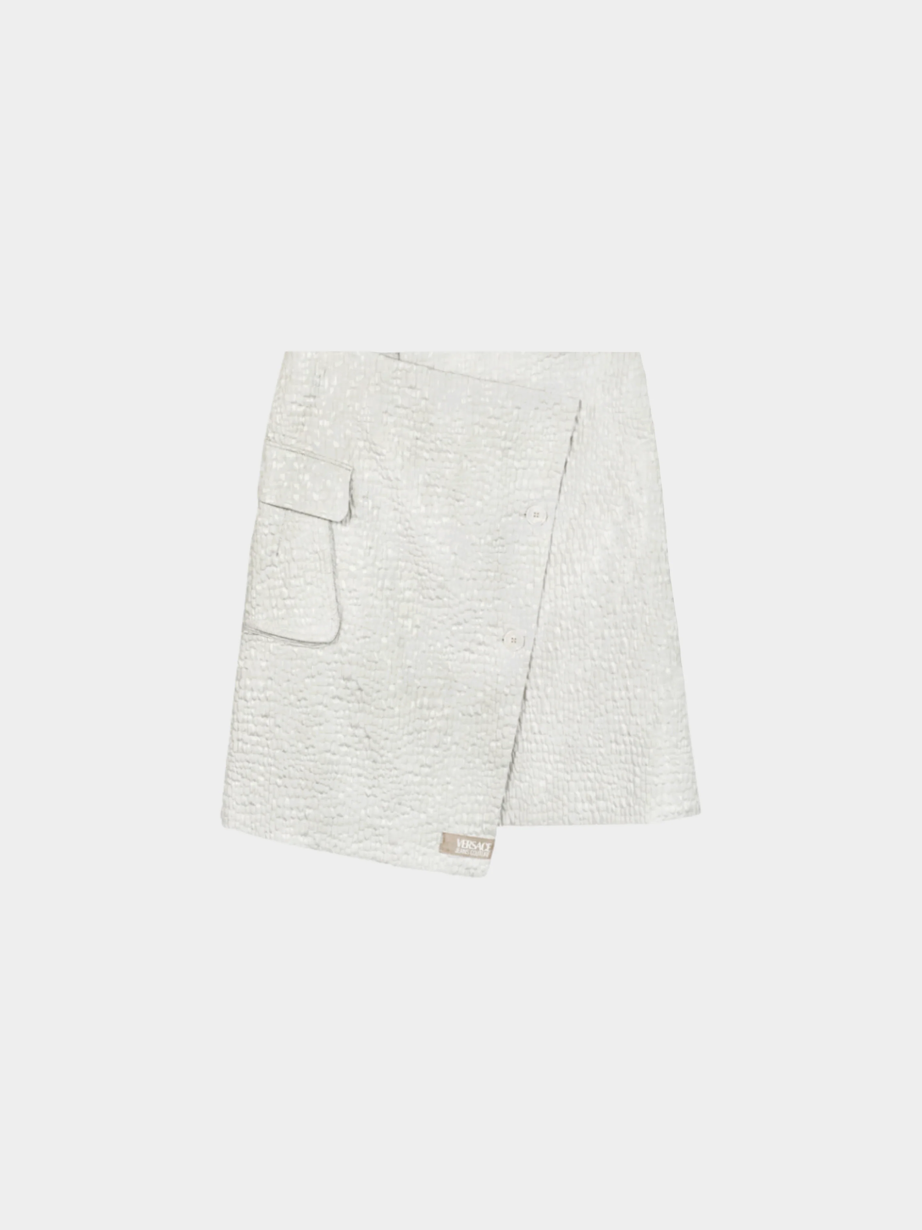 Versace Jeans 2000s White Couture Quilted Wrap Skirt