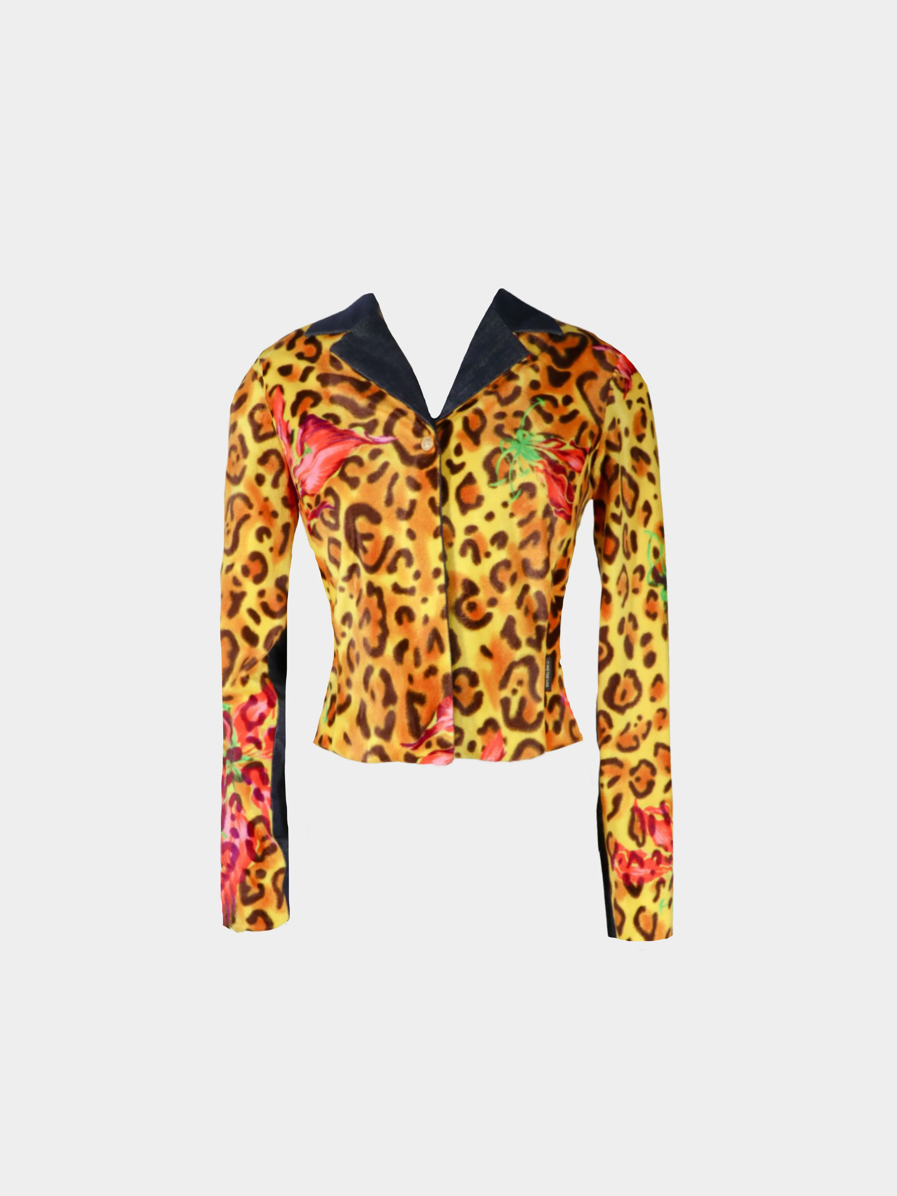 Versace Jeans Couture 2000s Leopard and Floral Print Blazer and Skirt Set - Image 3