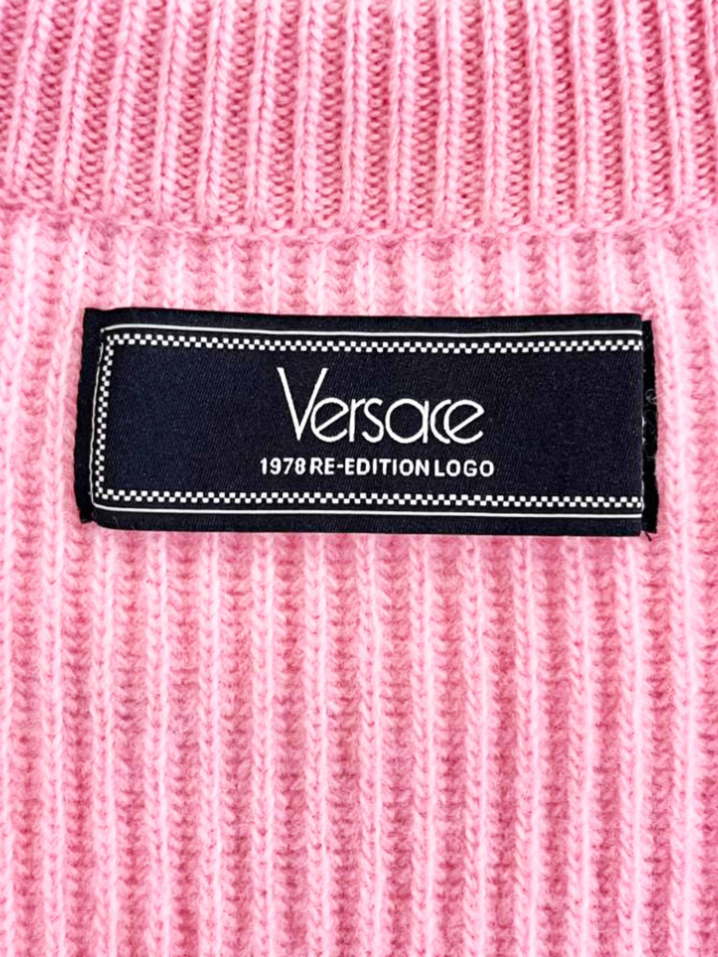 Versace Spring Summer 2024 Pink Wool 1978 Re-Edition Logo Sweater - Image 3