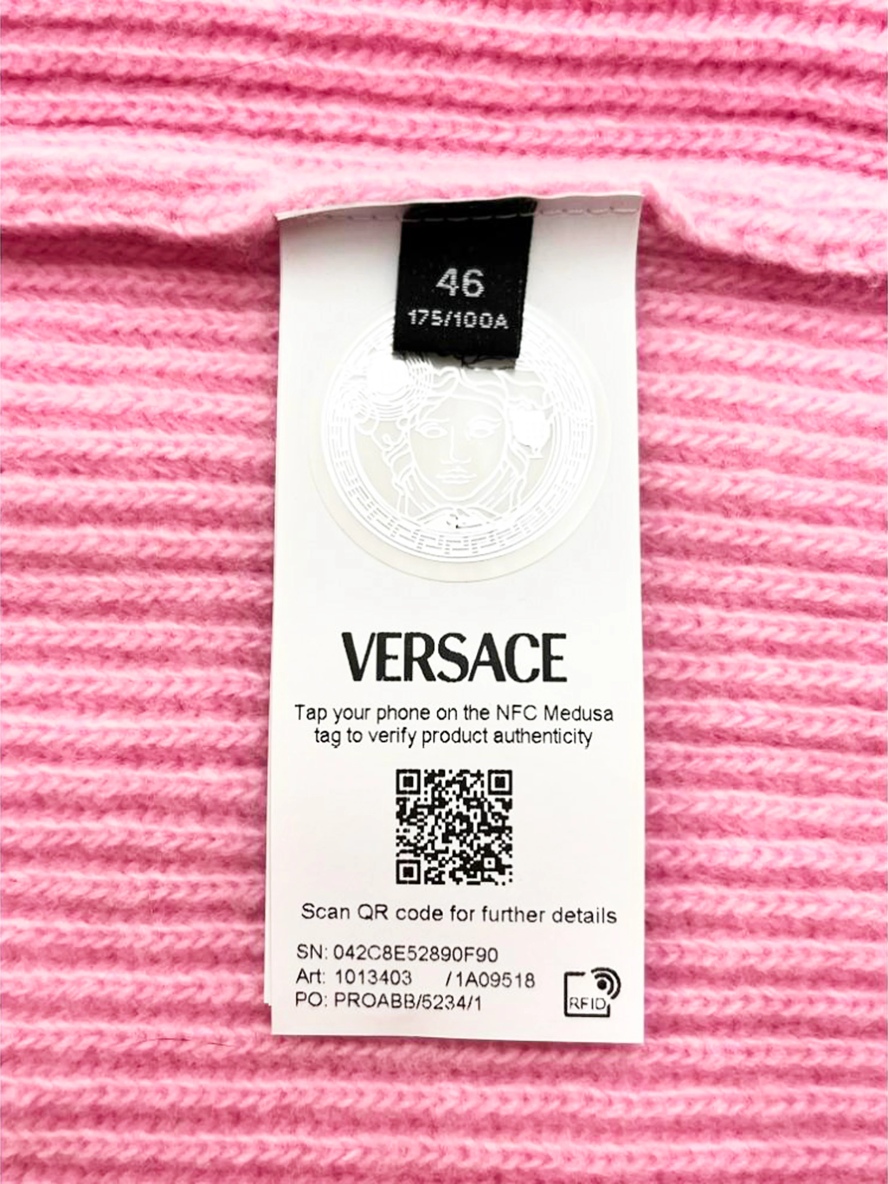 Versace Spring Summer 2024 Pink Wool 1978 Re-Edition Logo Sweater - Image 4