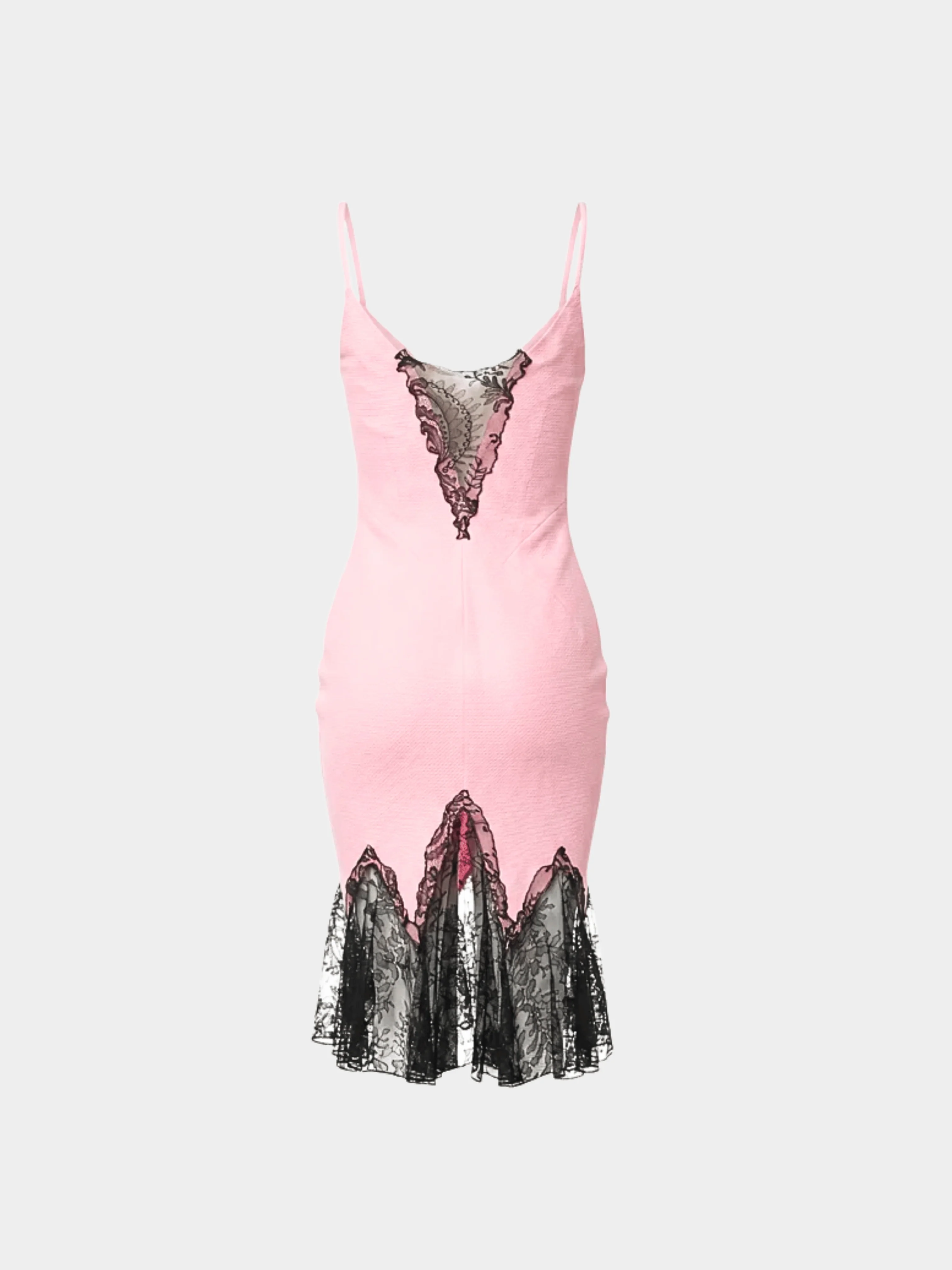 Versace SS 2002 Pink Silk Slip Lace Dress - Image 2