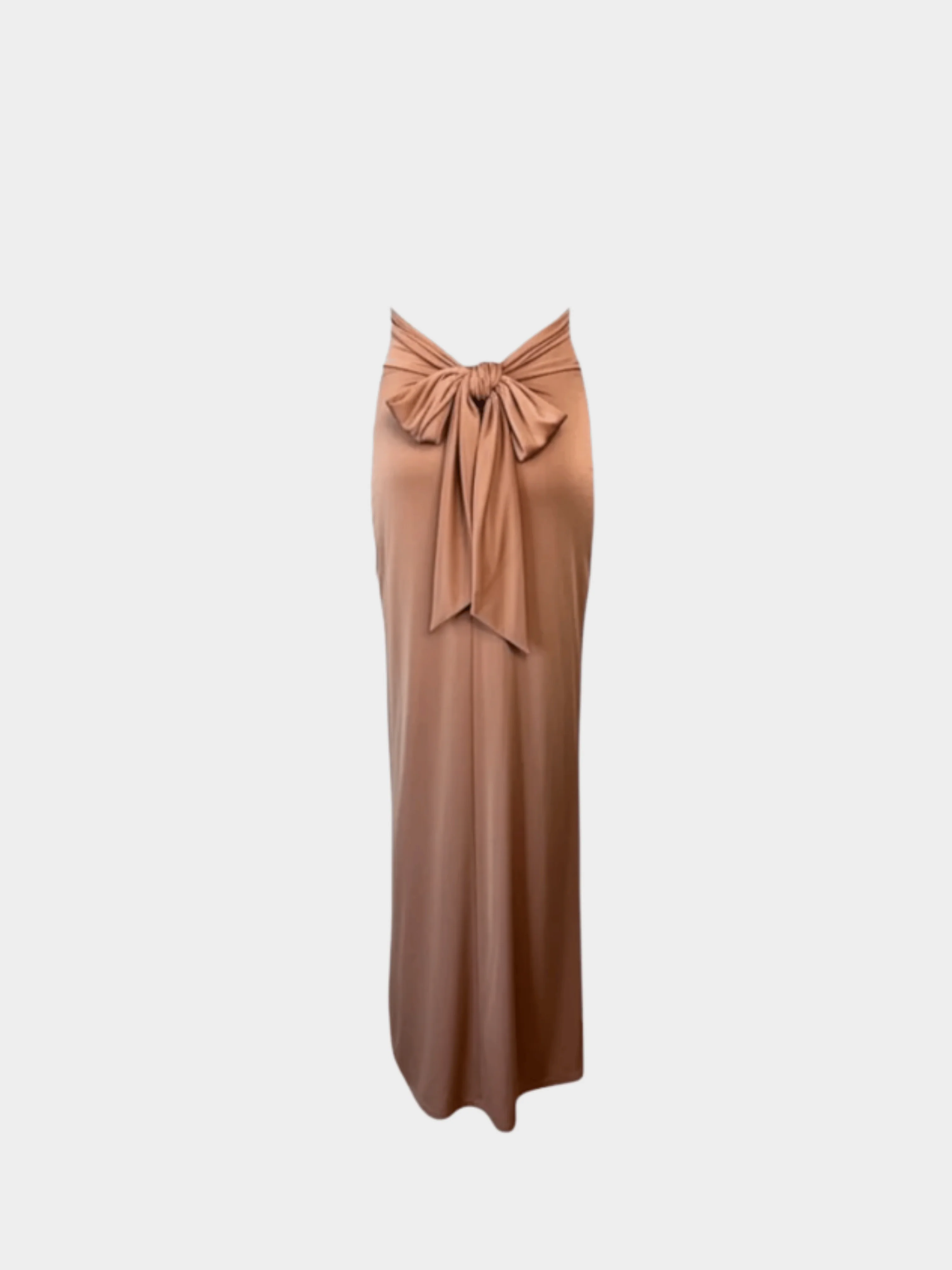 Versace SS 2005 Runway Peachy Brown Plunging Open Back Evening Dress - Image 2