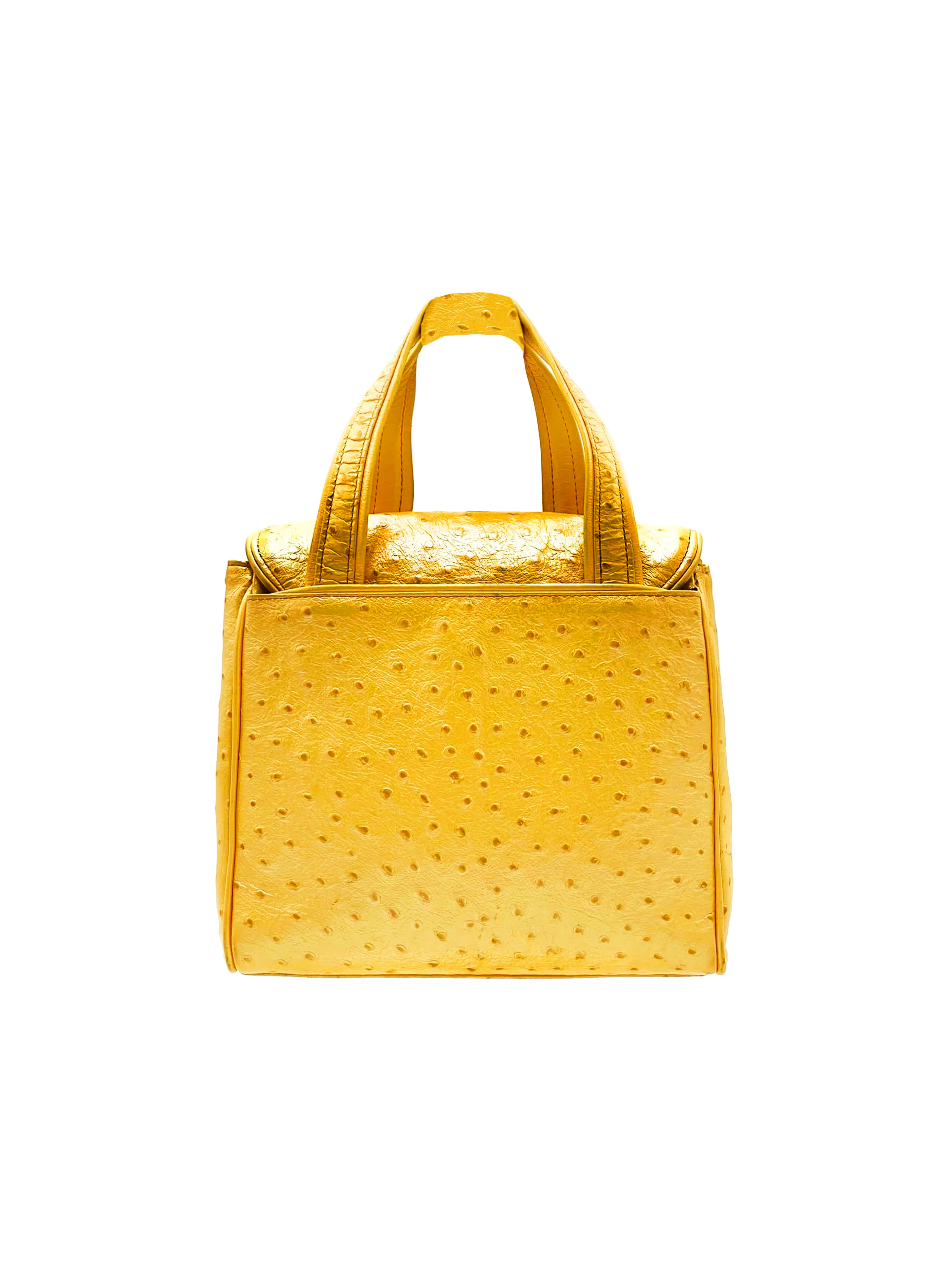 Versace 2000s Yellow Ostrich Leather Mini Bag - Image 2