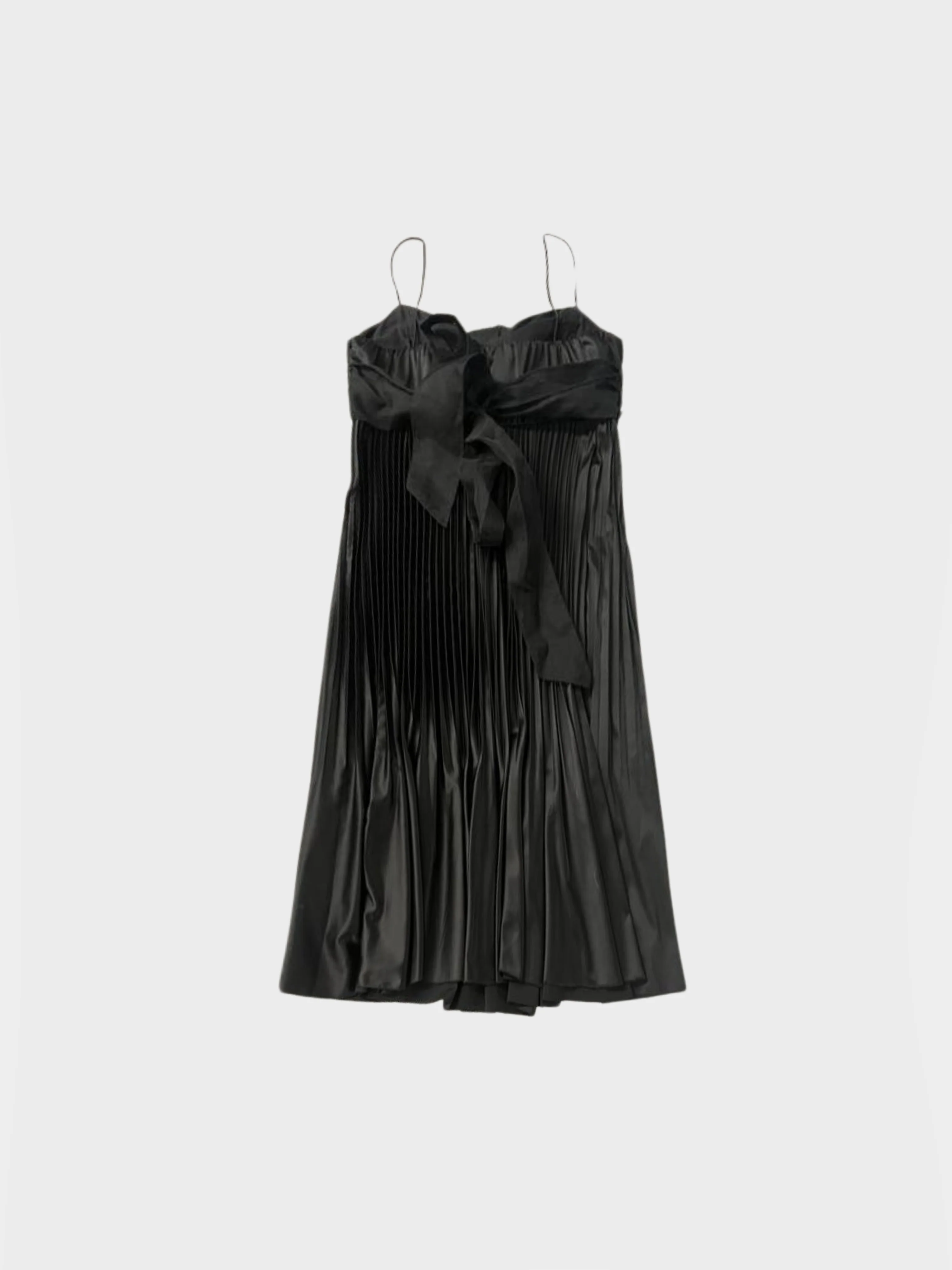 Vivienne Tam 1990s Black Rosette Silk Pleated Mini Dress - Image 2