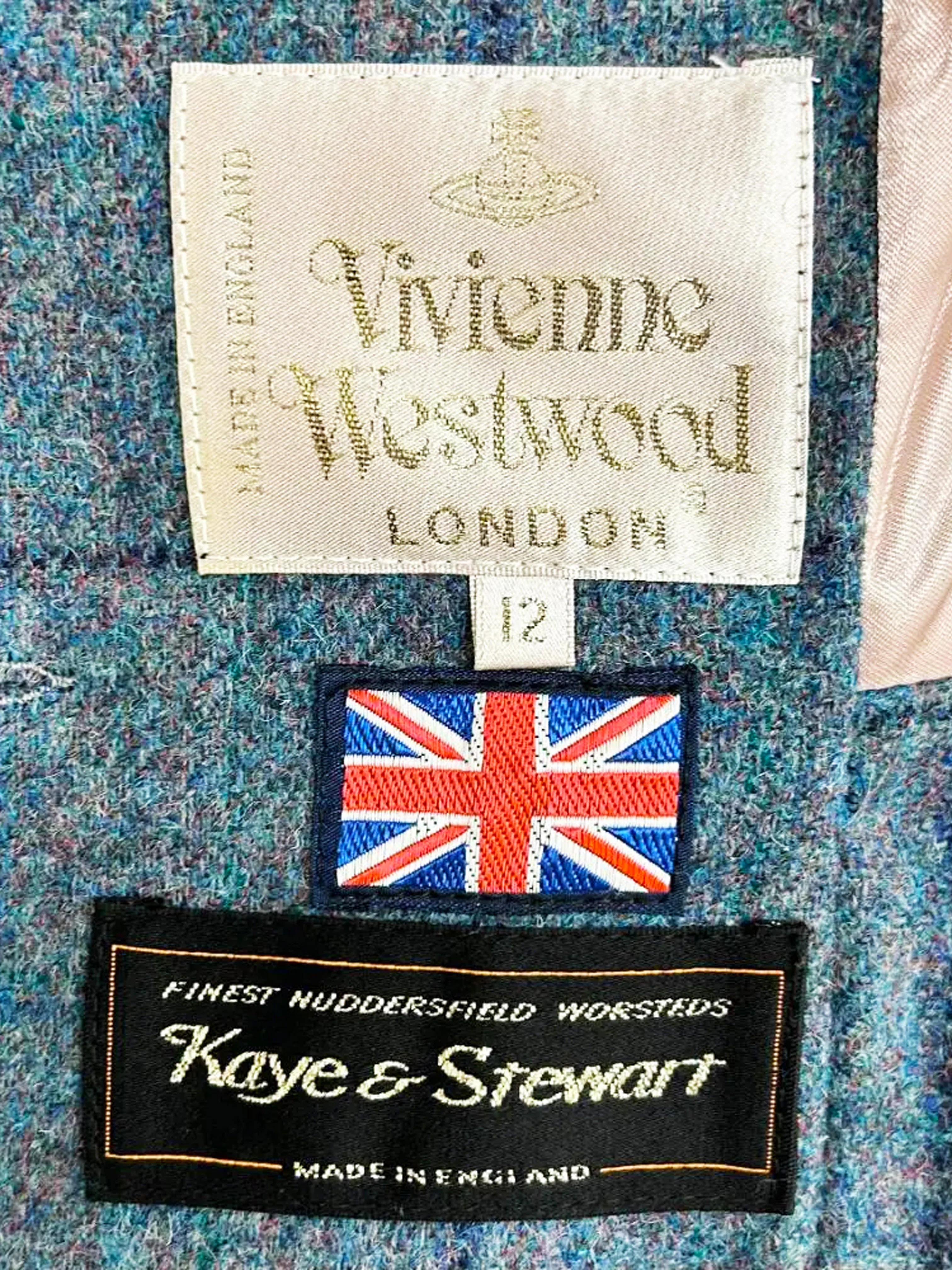 Vivienne Westwood 1990s Blue Wool Tweed Jacket and Skirt Set - Image 6