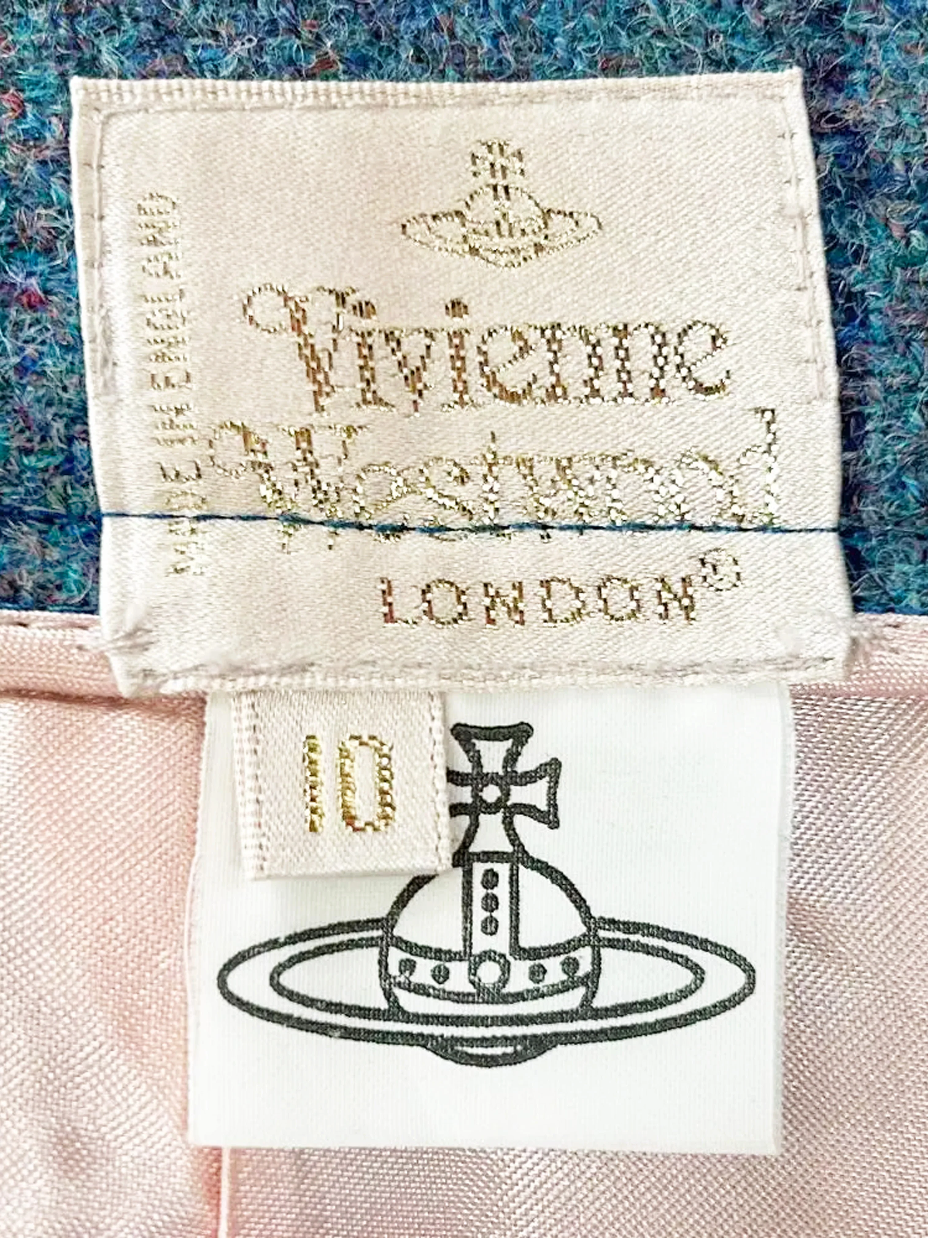 Vivienne Westwood 1990s Blue Wool Tweed Jacket and Skirt Set - Image 7