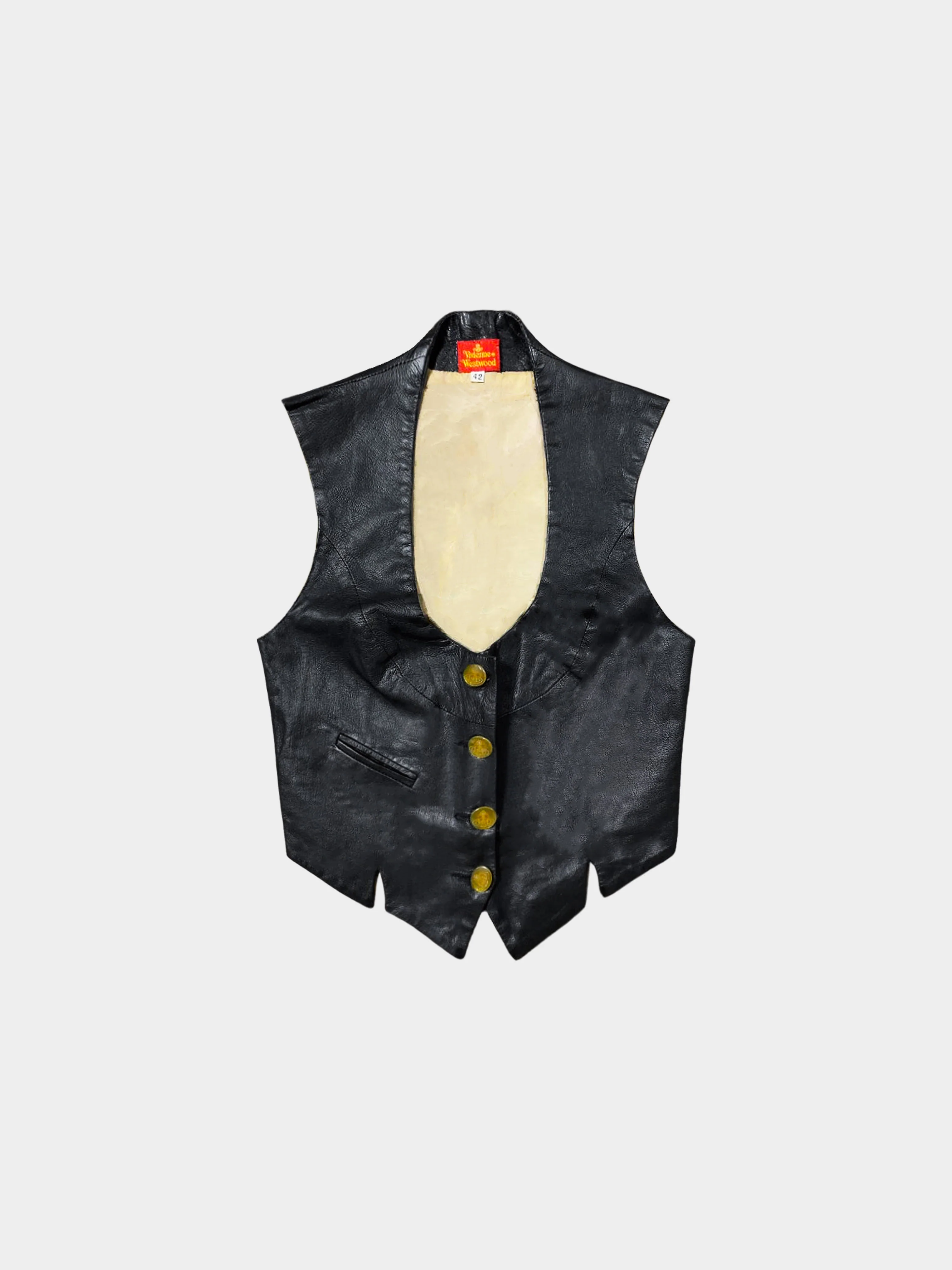 Vivienne Westwood 1990s Rare Black Button-down Leather Vest