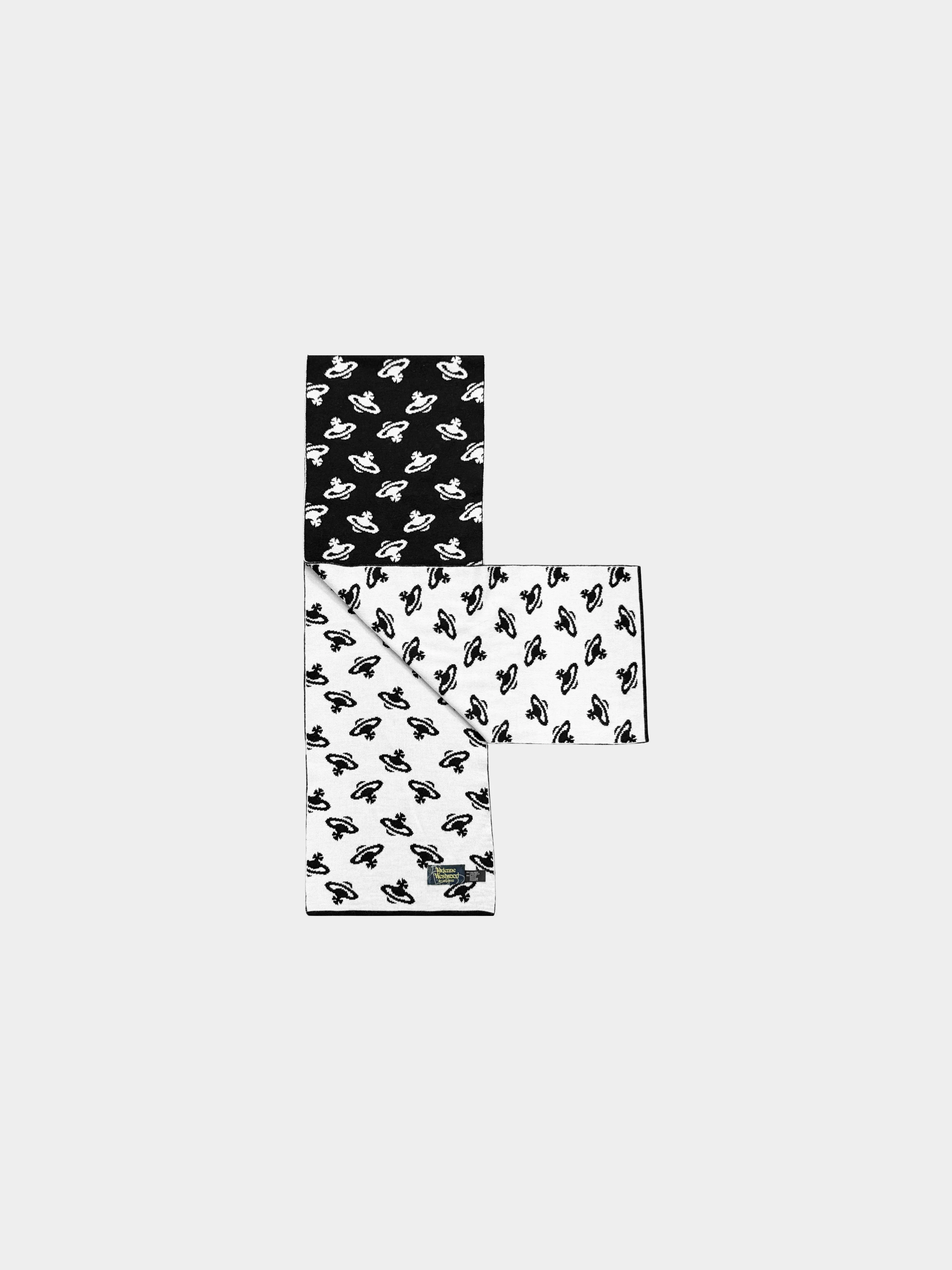 Vivienne Westwood 2000s Black and White Contrast All-over Orb Pattern Print Muffler/Scarf - Image 3
