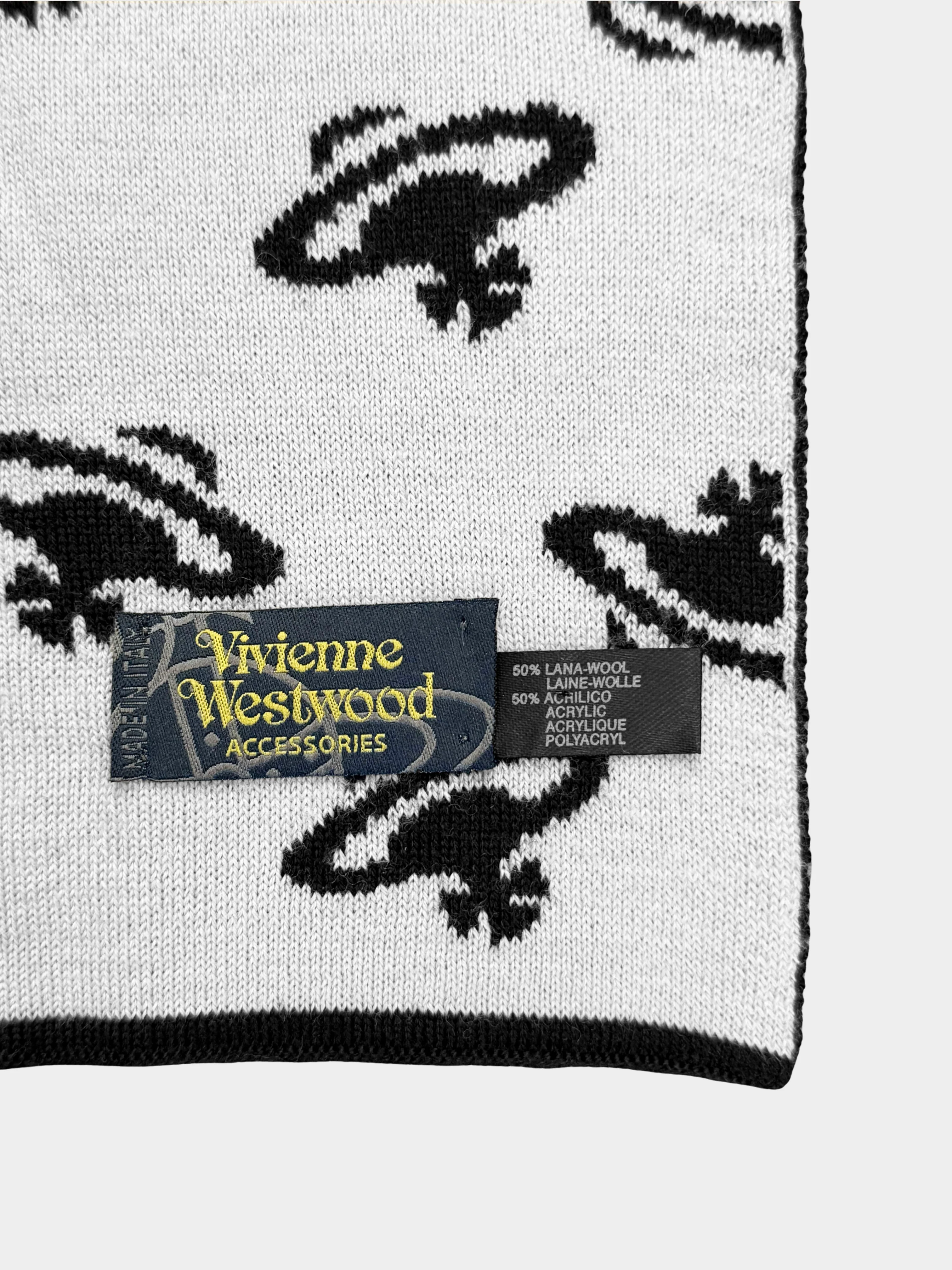 Vivienne Westwood 2000s Black and White Contrast All-over Orb Pattern Print Muffler/Scarf - Image 4
