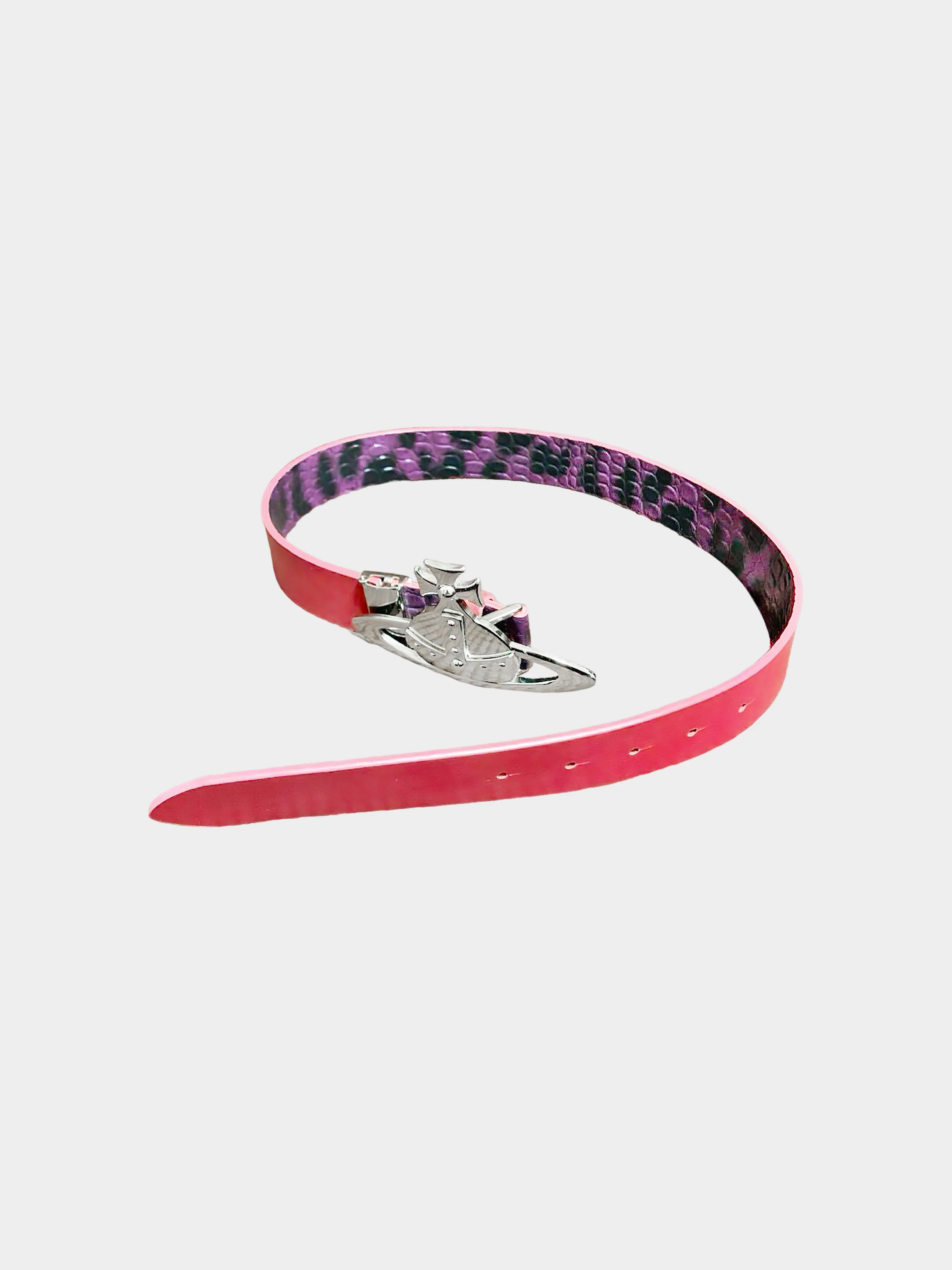 Vivienne Westwood 2000s Pink and Purple Python Leather Belt - Image 2