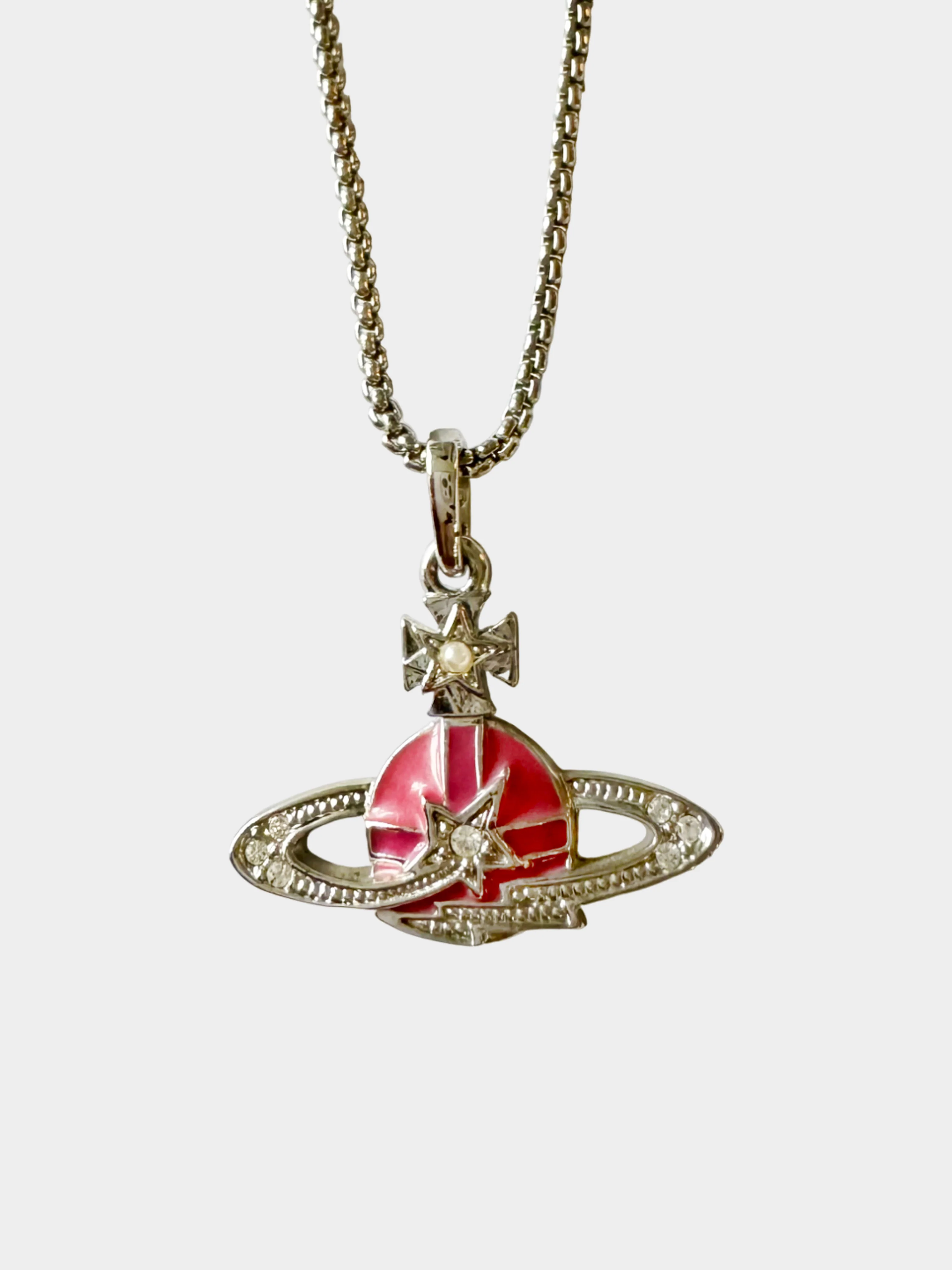 Vivienne Westwood 2000s Rare Pink Saturn Orb Necklace - Image 2
