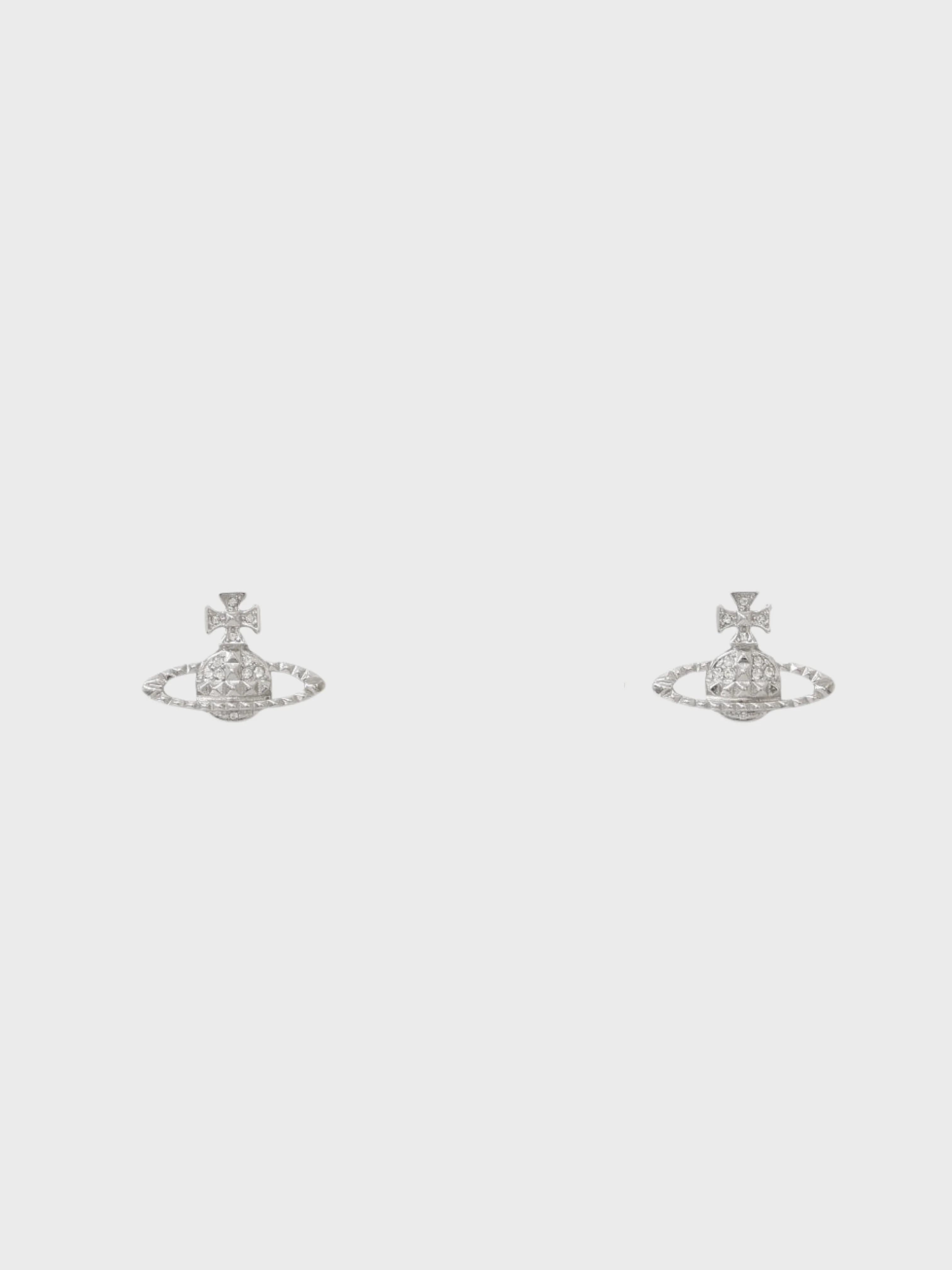 Vivienne Westwood 2000s Silver Plated Metal Rhinestone Orb Earrings