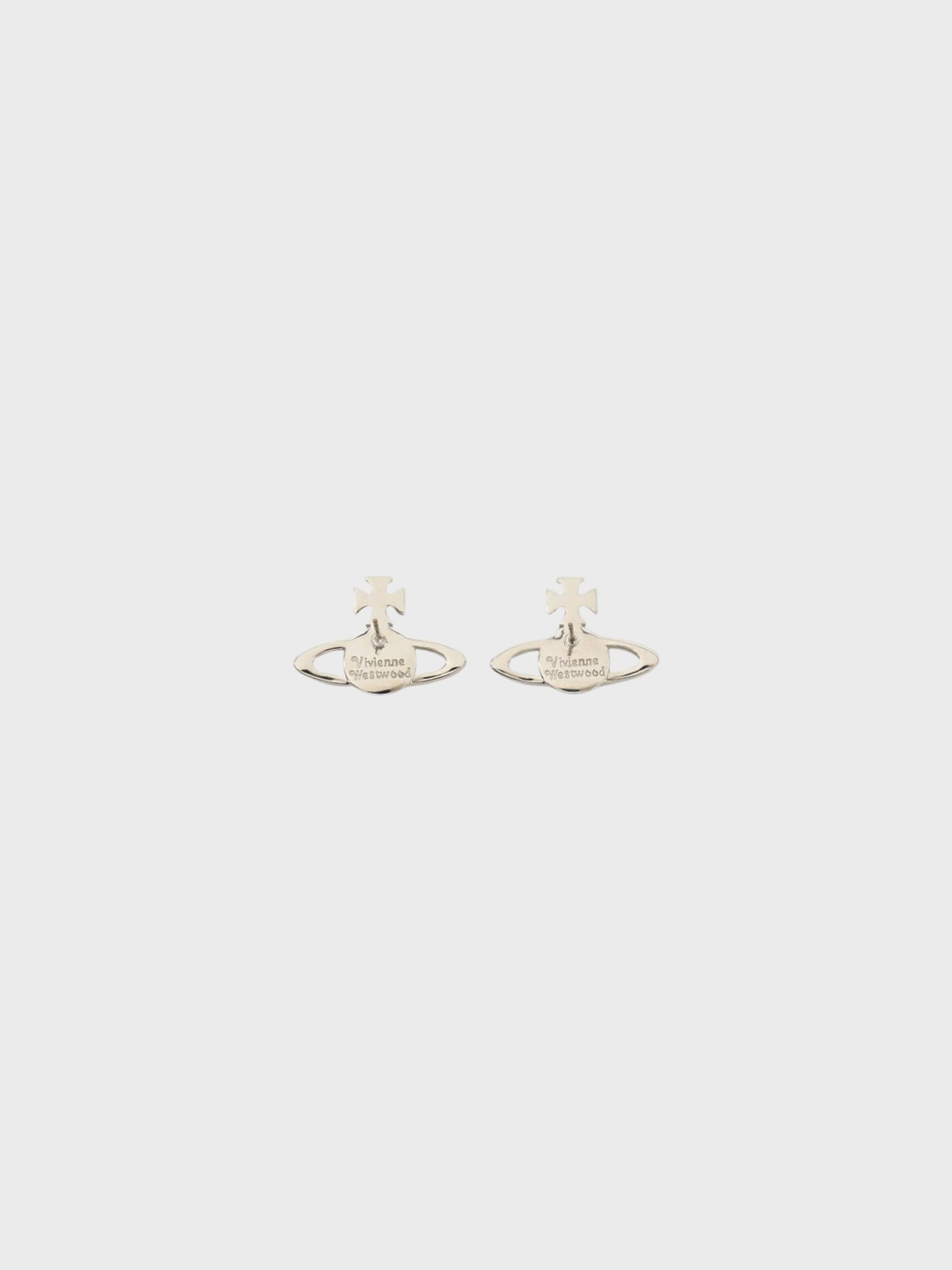 Vivienne Westwood 2000s Silver Plated Metal Rhinestone Orb Earrings - Image 2