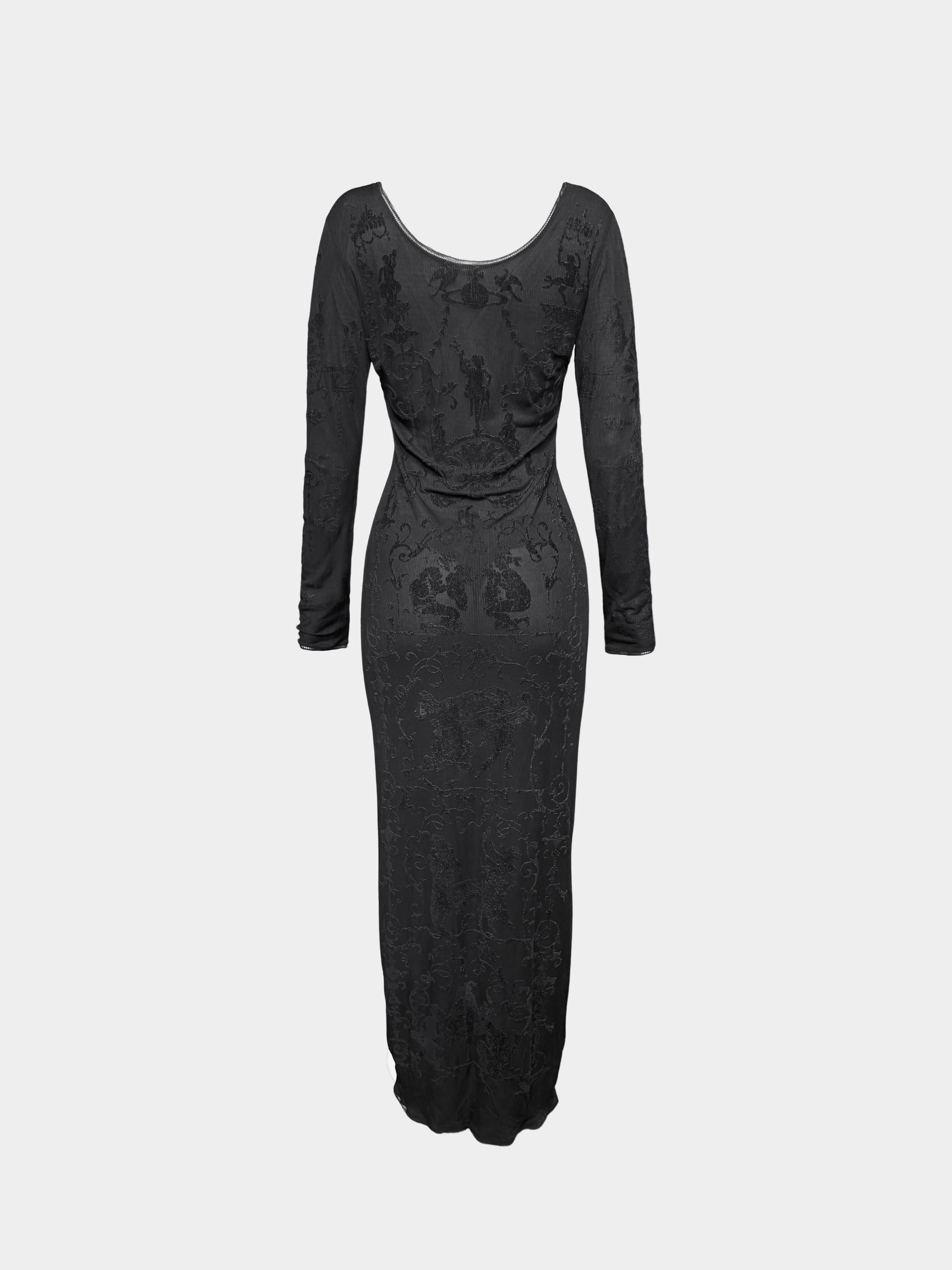 Vivienne Westwood FW 1991 Black Fitted Sheer Evening Dress - Image 2