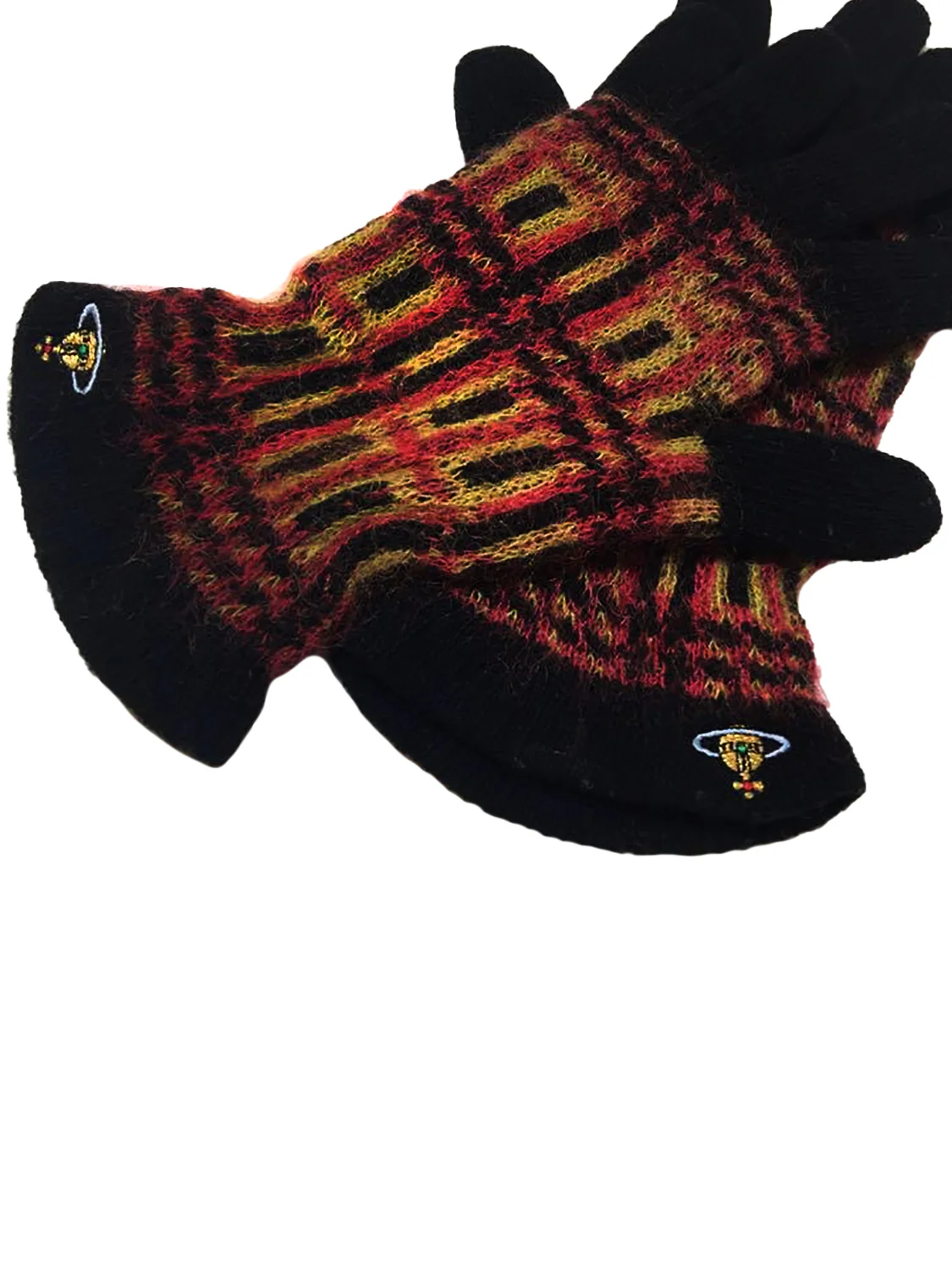 Vivienne Westwood 2000s Geometric Patterned Knit Gloves - Image 2