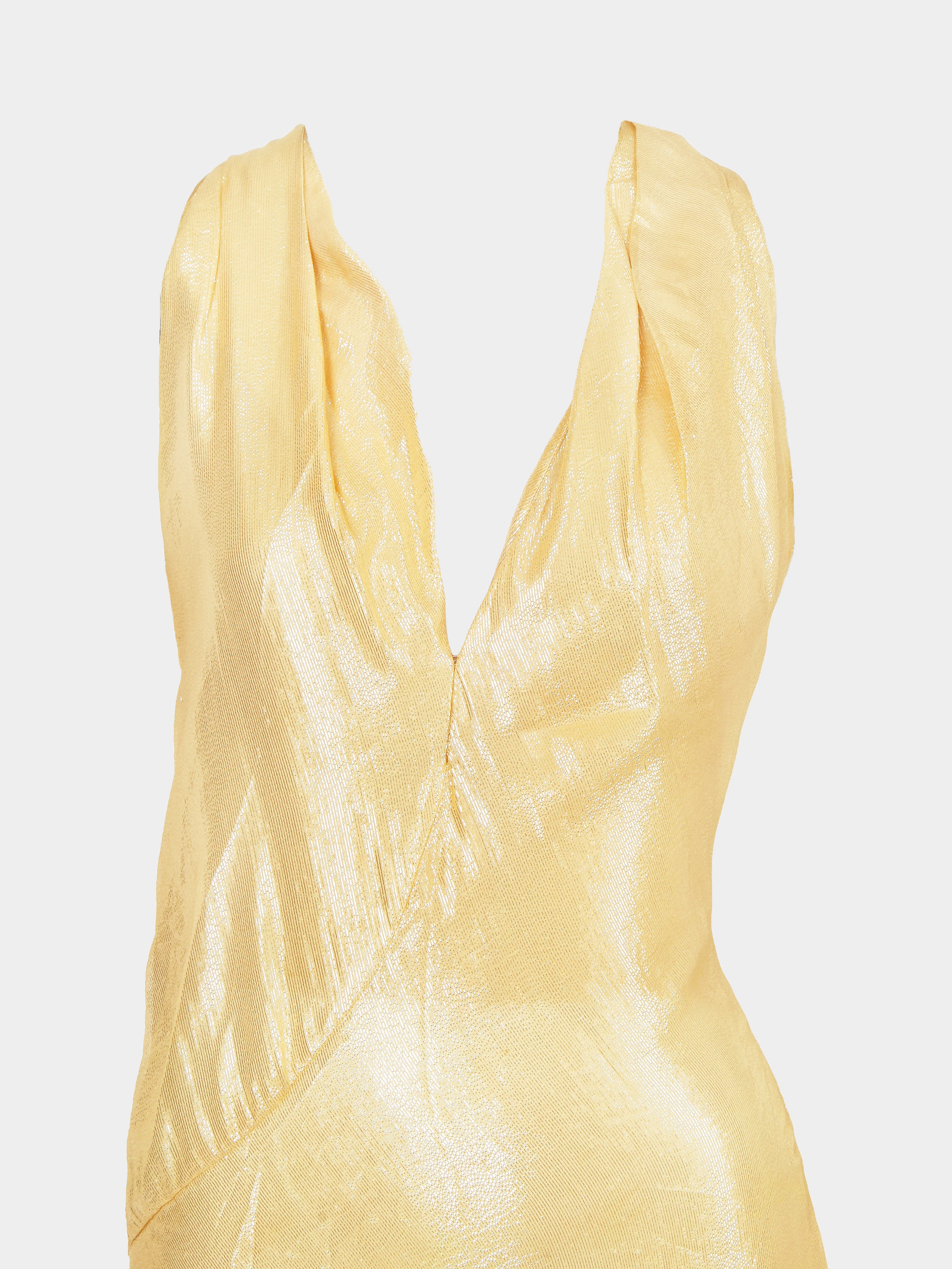 Vivienne Westwood SS 2003 Gold Lamé Evening Dress - Image 3