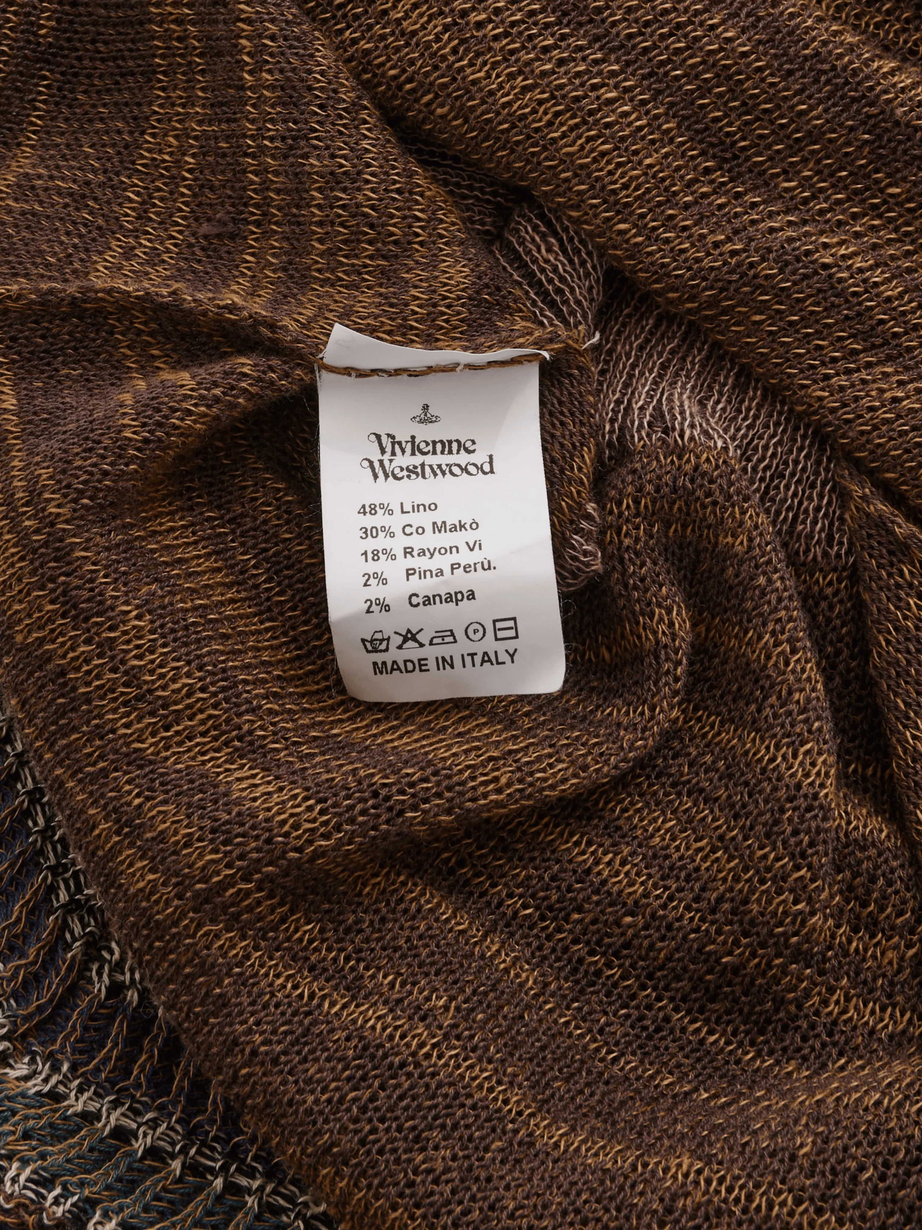Vivienne Westwood SS 2005 Runway Brown Distressed Linen Scarf Dress - Image 8