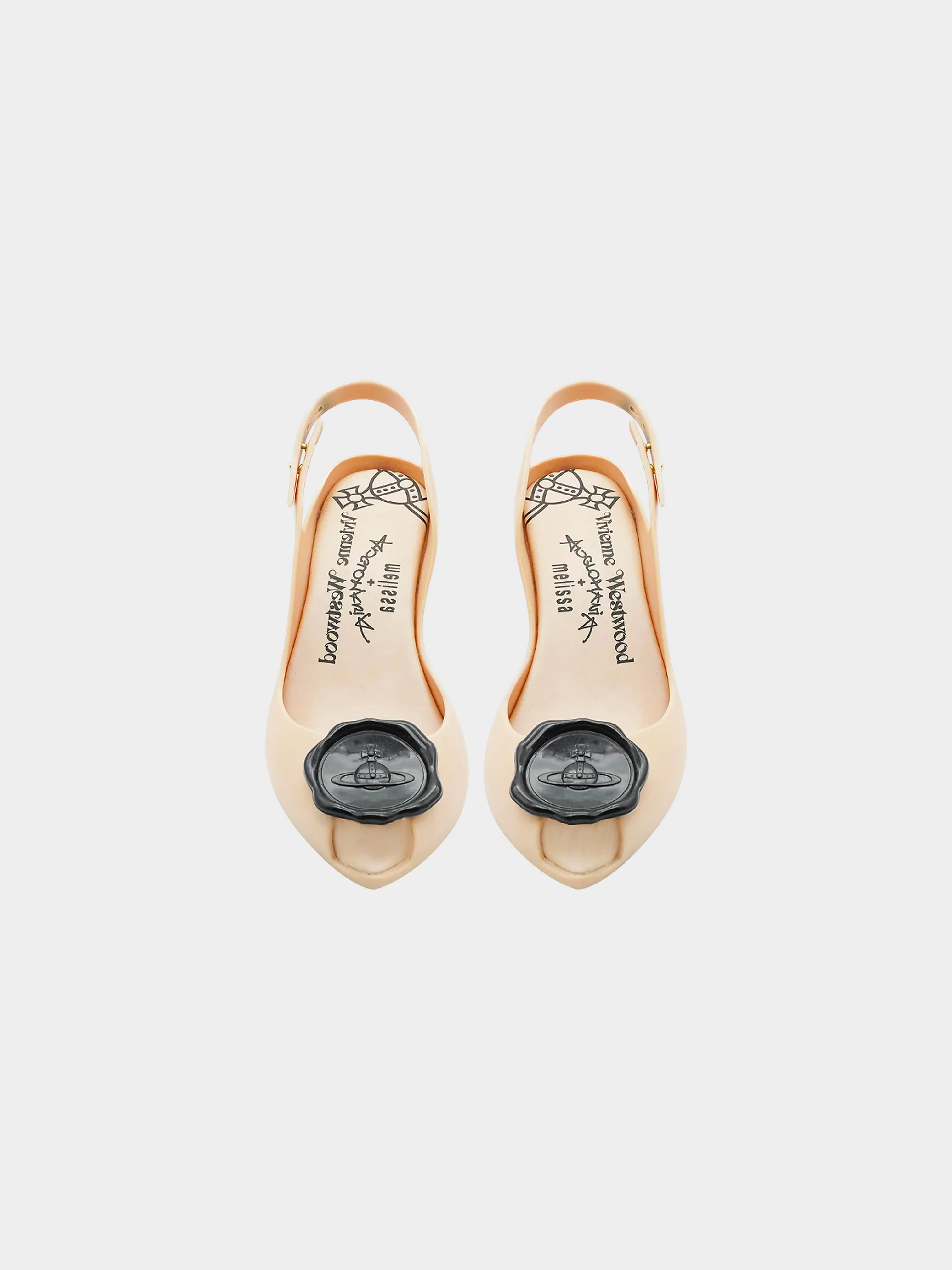 Vivienne Westwood x Melissa Early 2010s Anglomania Beige Silicone Peep-toe Sling-back Heels - Image 2