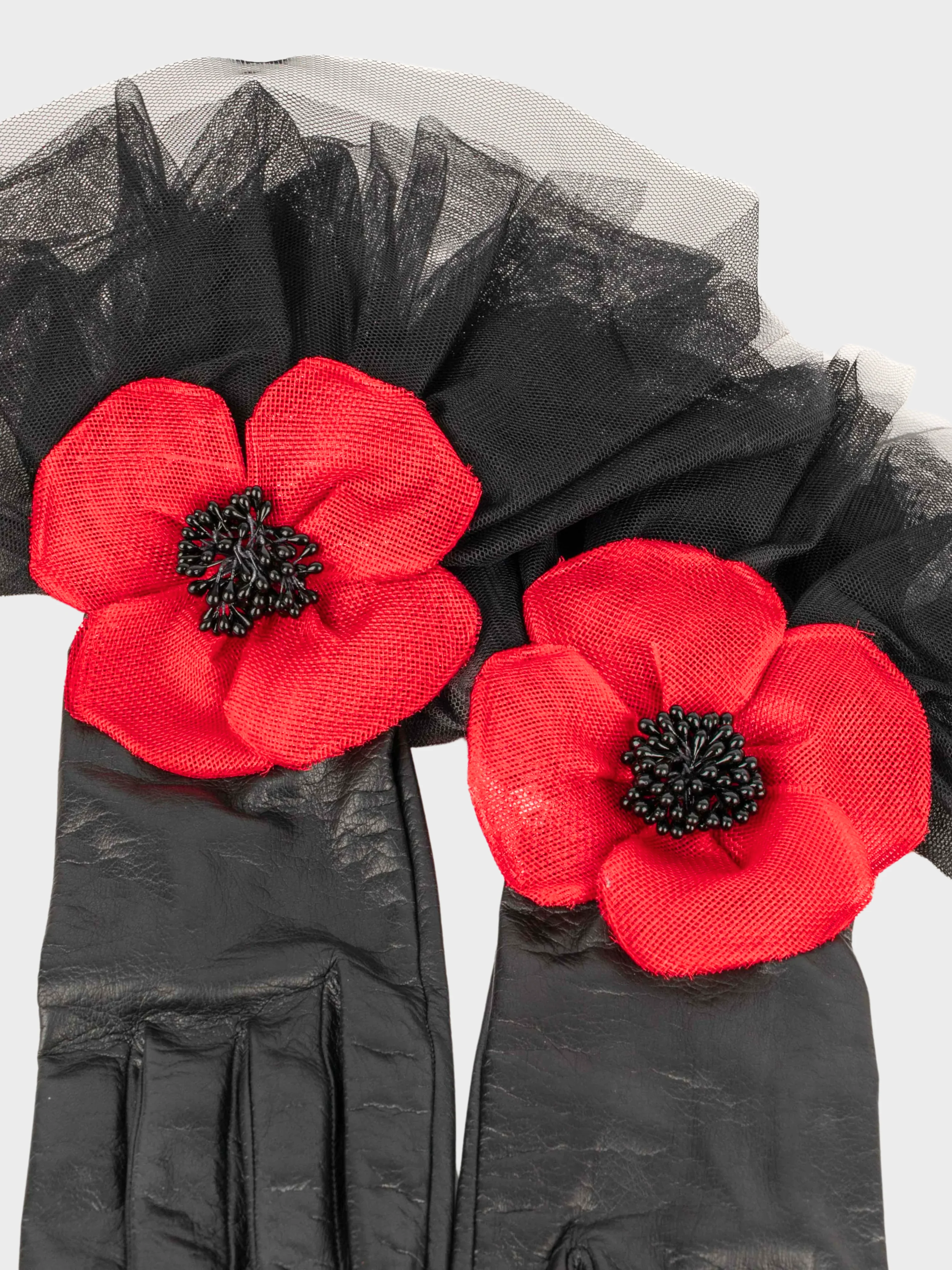 Yves Saint Laurent 1970s Black Leather Poppy Gloves - Image 2