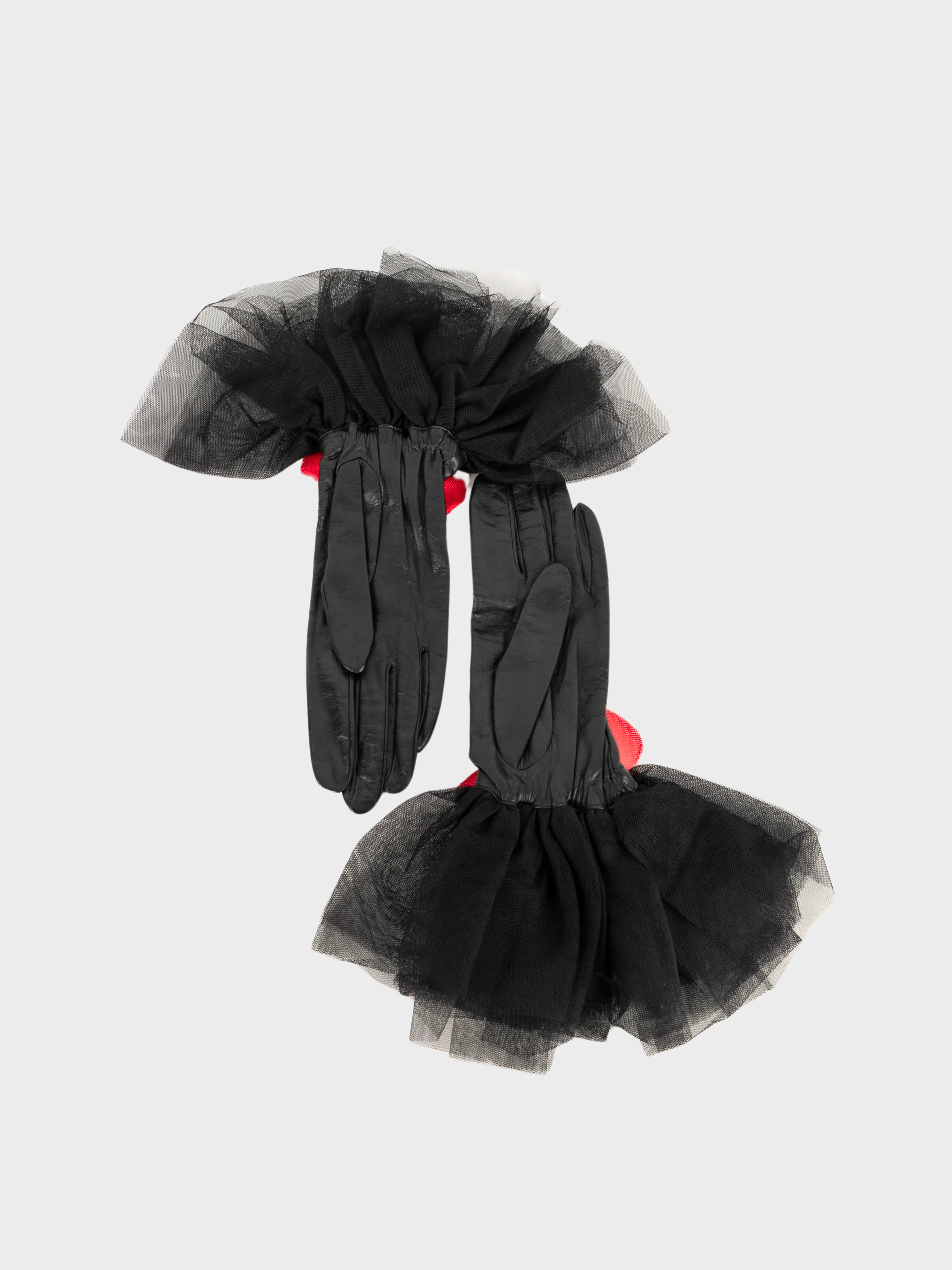 Yves Saint Laurent 1970s Black Leather Poppy Gloves - Image 3