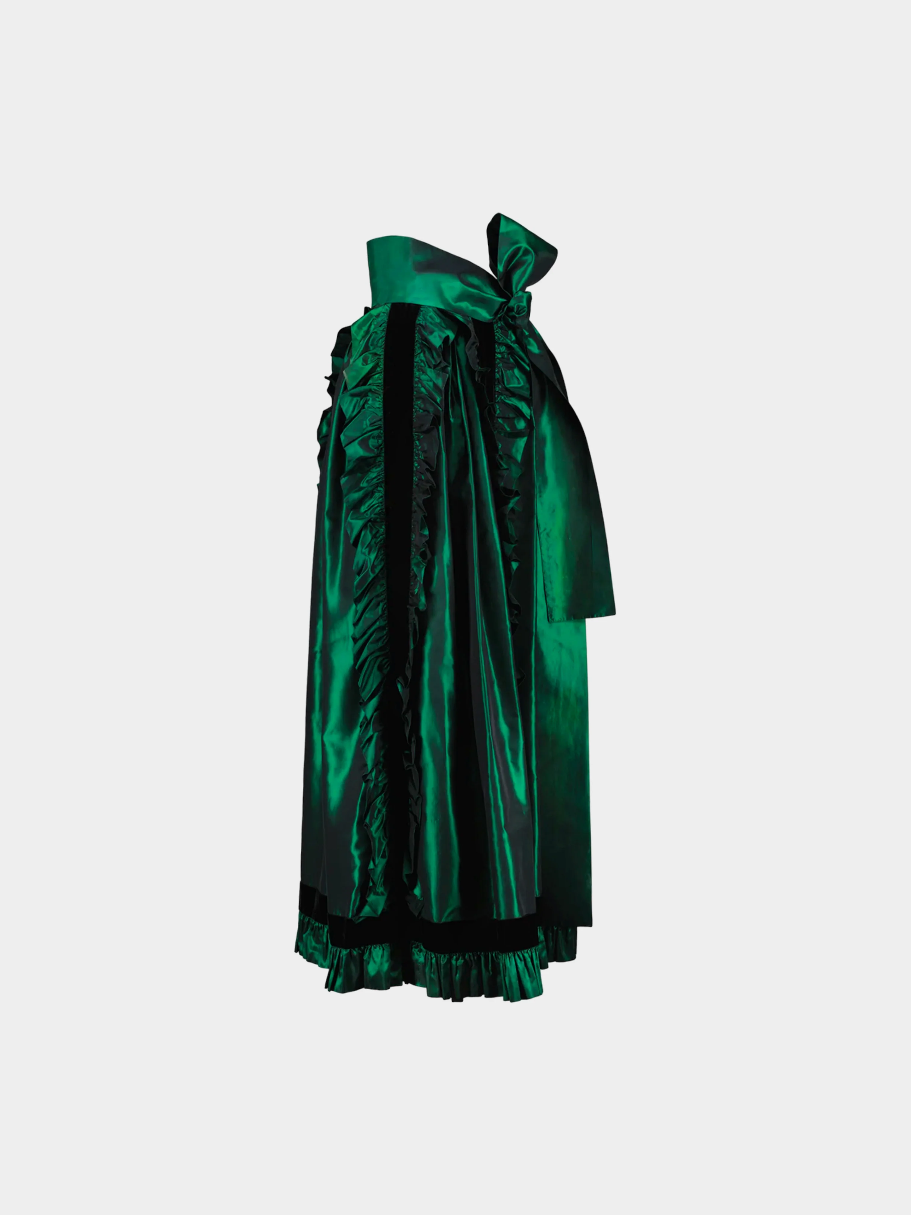 Yves Saint Laurent 1970s Green Ruffled Taffeta Skirt - Image 2