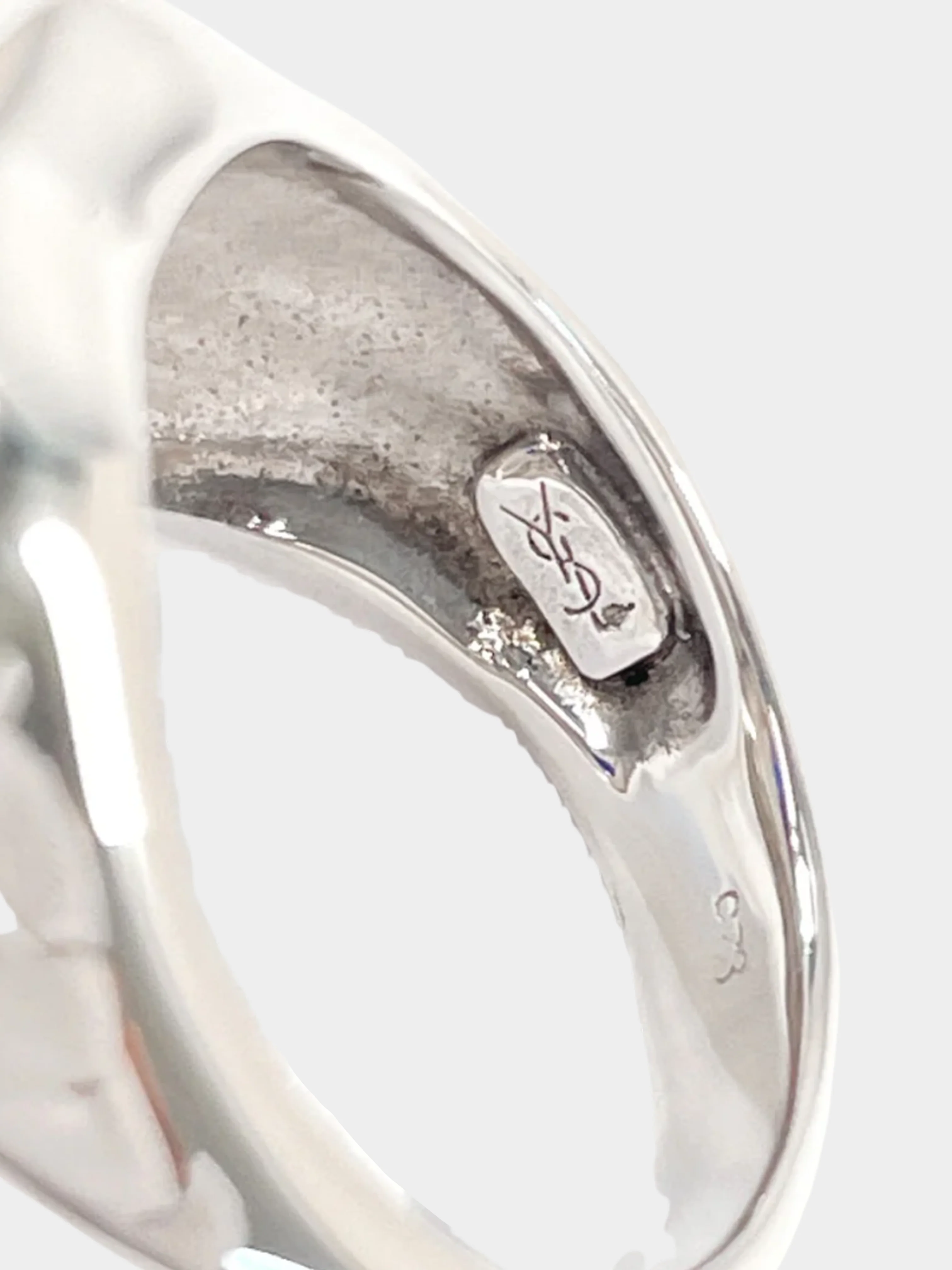 Yves Saint Laurent 1980s Silver with Blue Stone Ring - Image 3