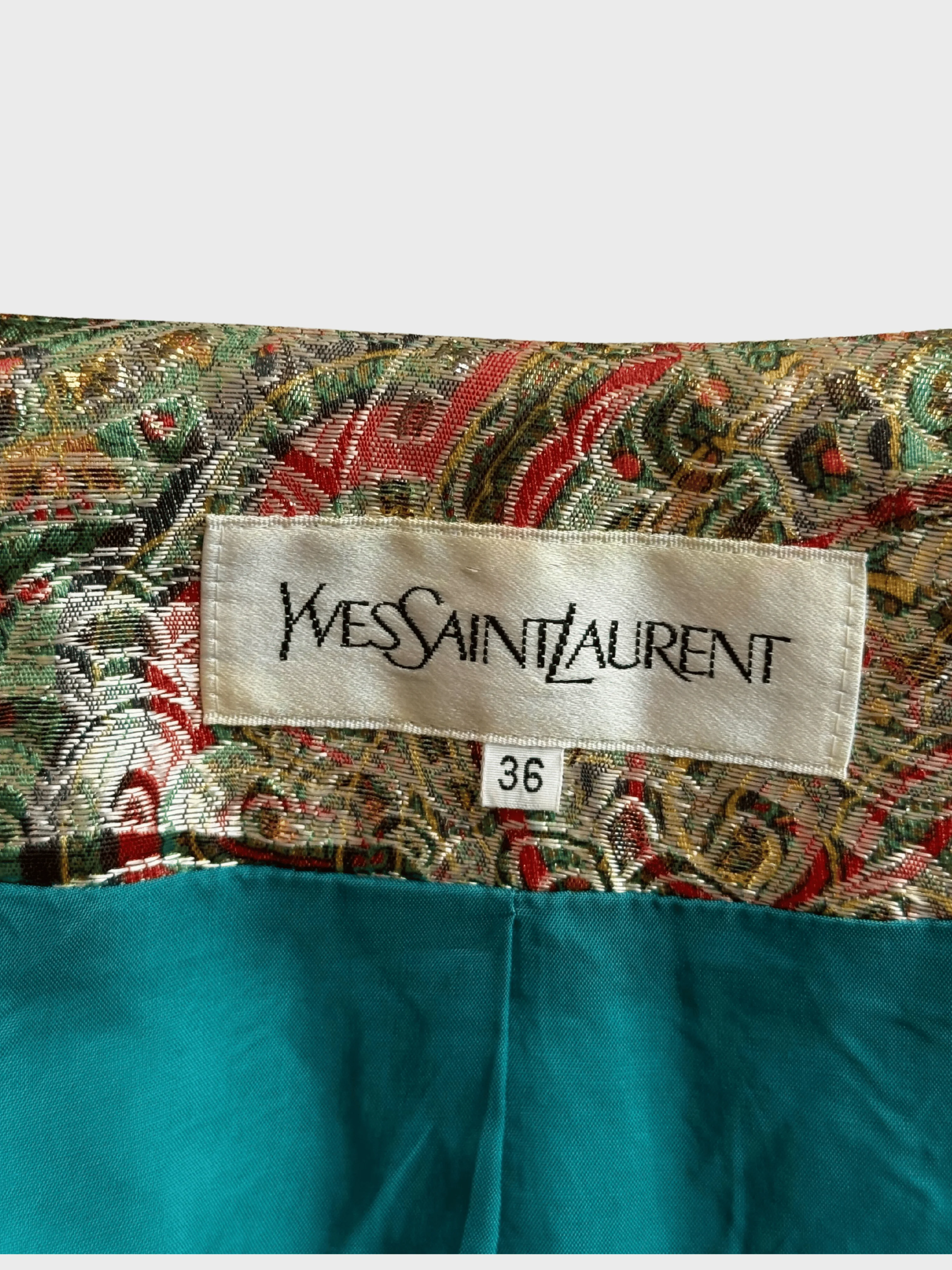 Yves Saint Laurent FW 1991-1992 Multicolor Brocade Cropped Jacket - Image 4
