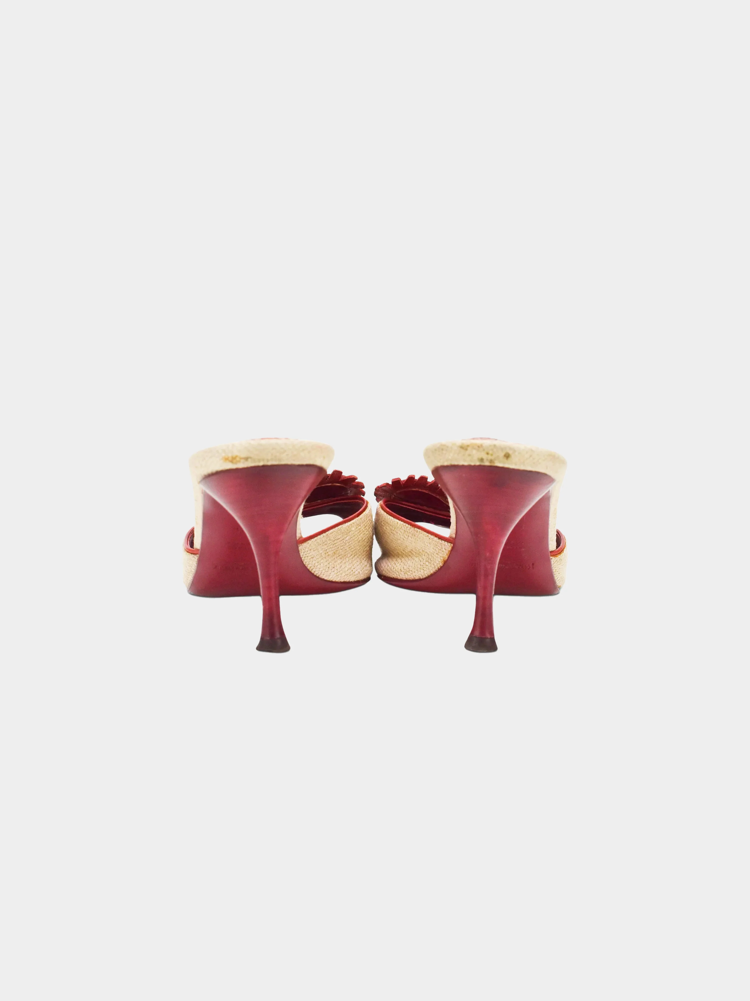 Yves Saint Laurent 1990s Raffia Heart Heels - Image 4