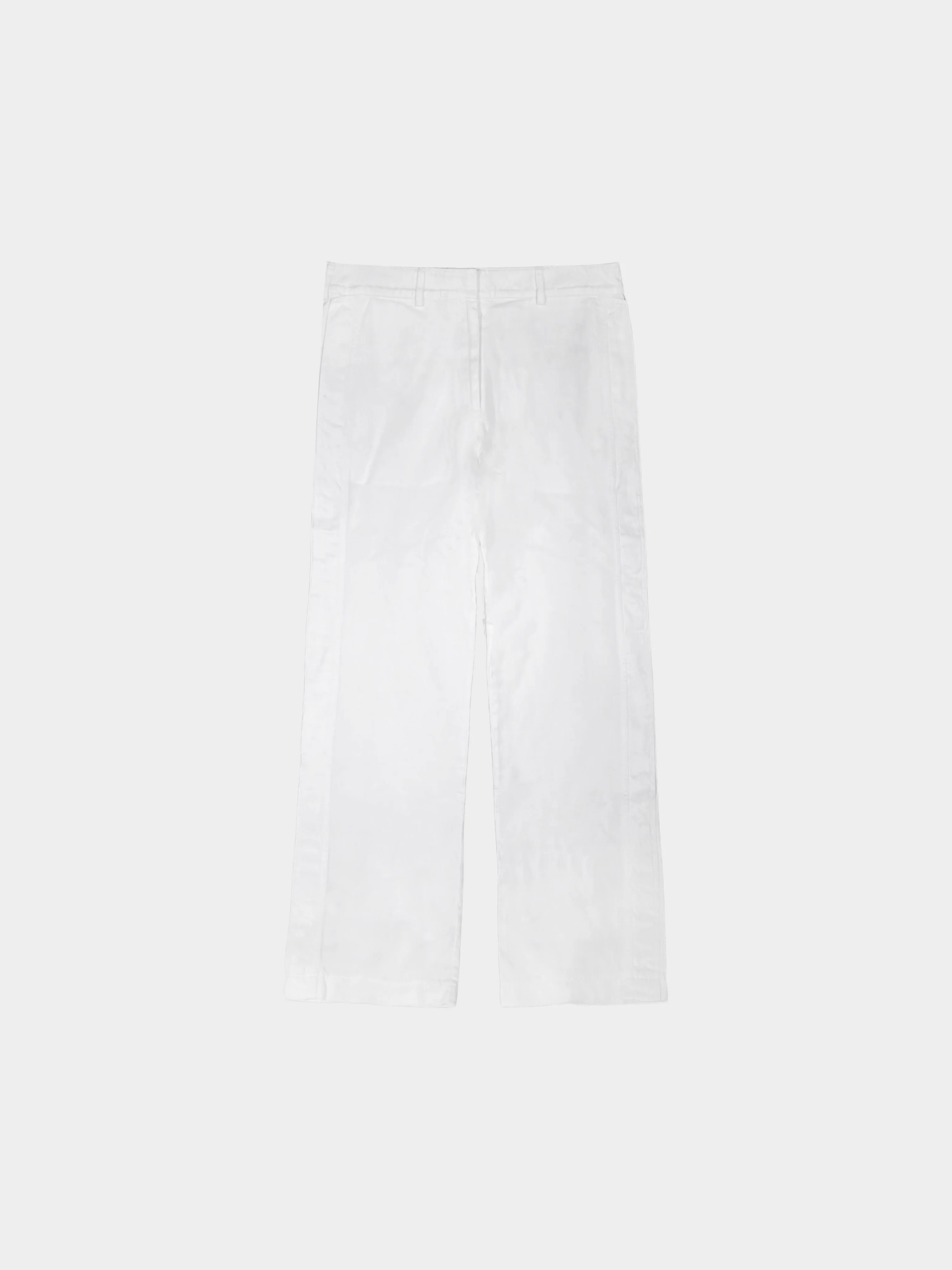 Yves Saint Laurent 1990s White Cotton Gabardine Wide Leg Trousers
