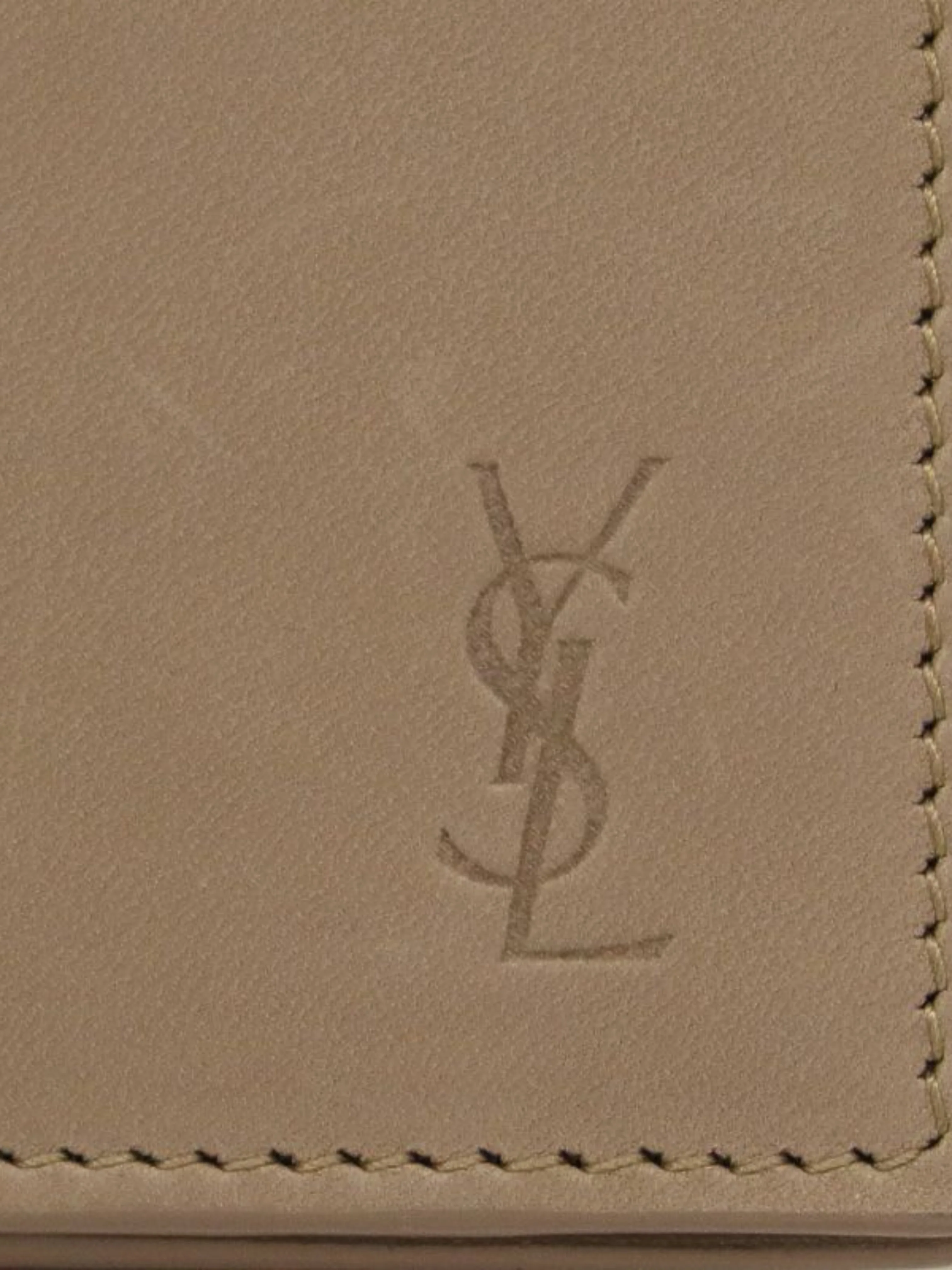 Yves Saint Laurent 2000s Beige Leather Logo Card Case - Image 4
