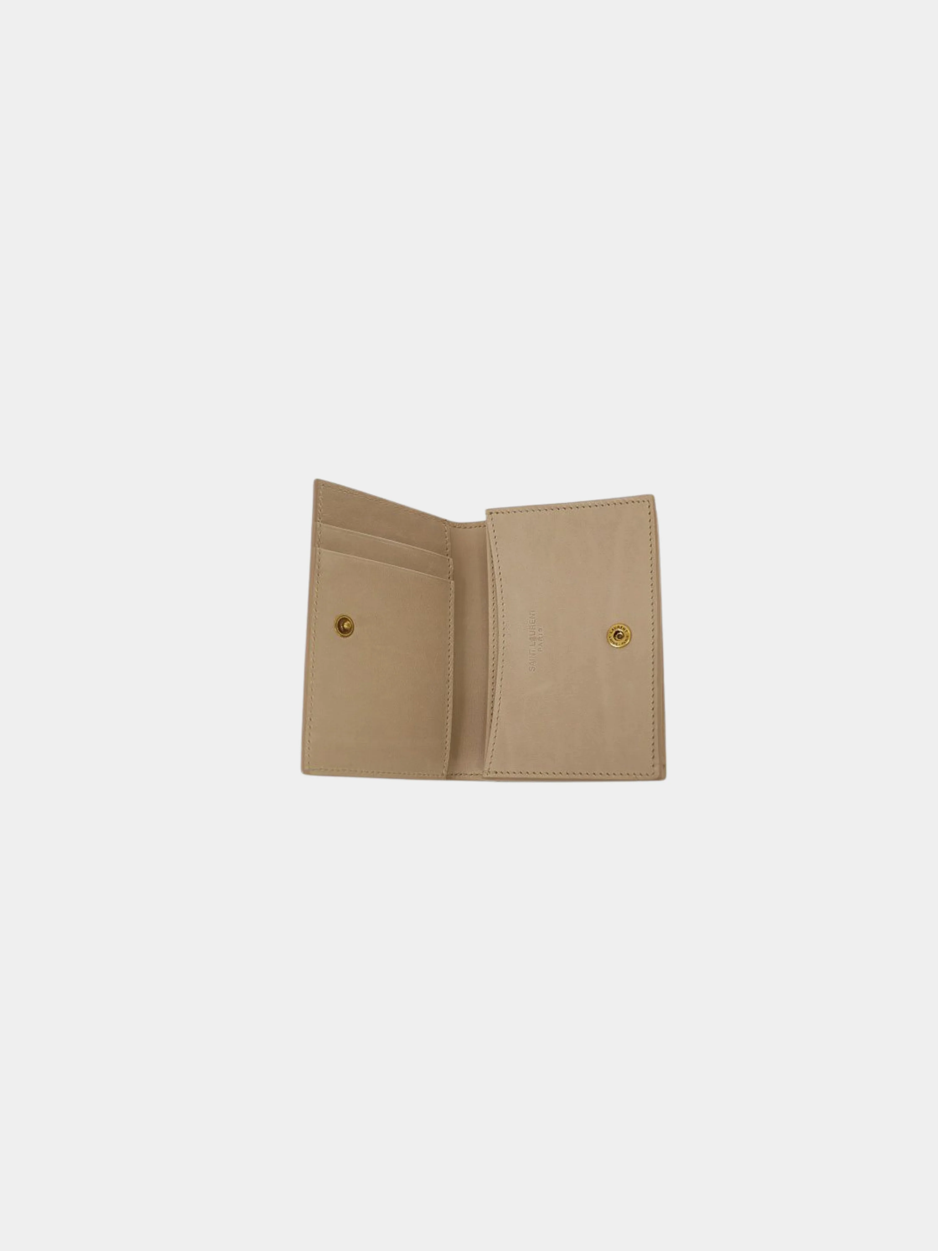 Yves Saint Laurent 2000s Beige Leather Logo Card Case - Image 6