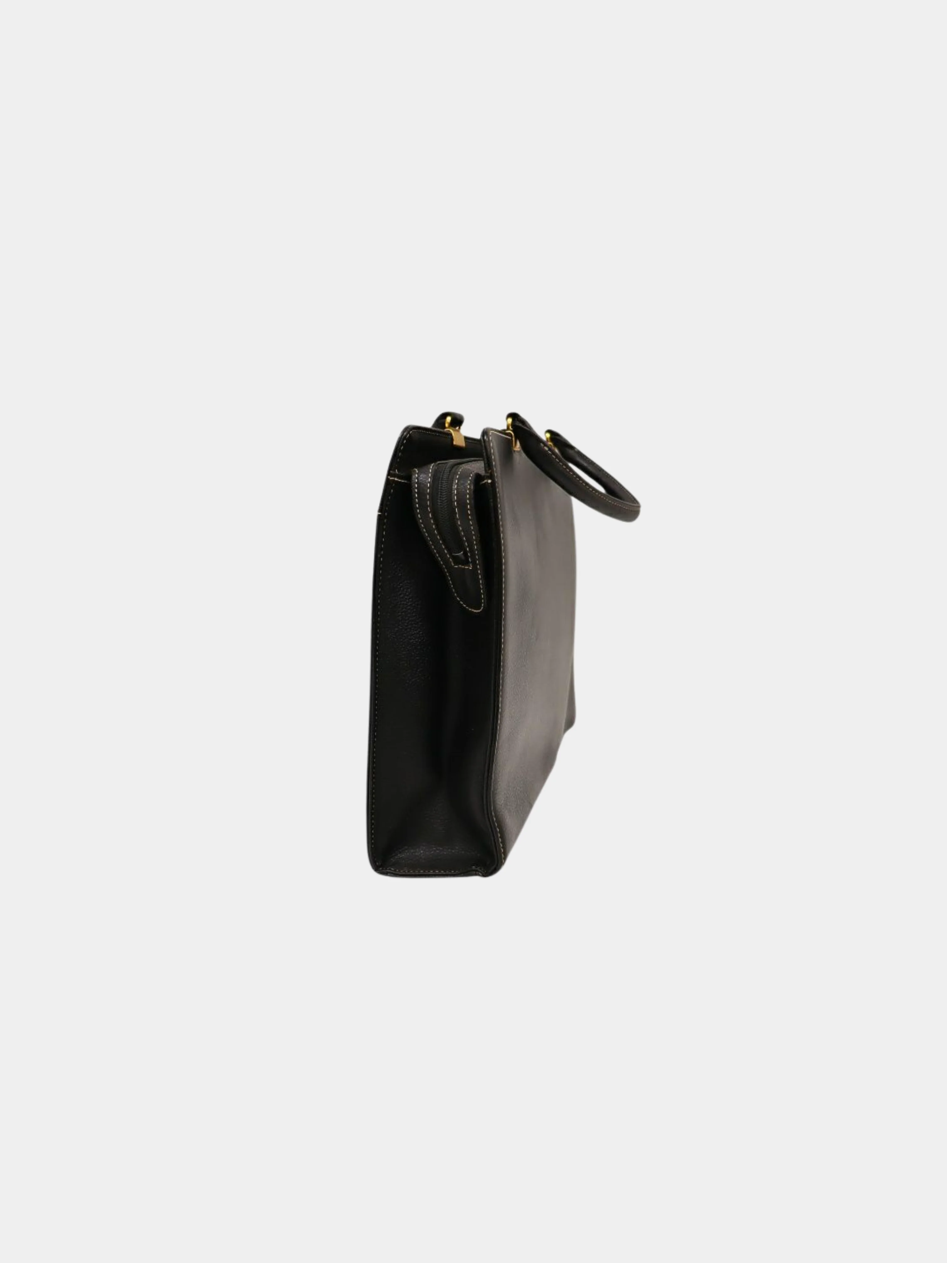 Yves Saint Laurent 2000s Black Leather Logo Handbag - Image 3