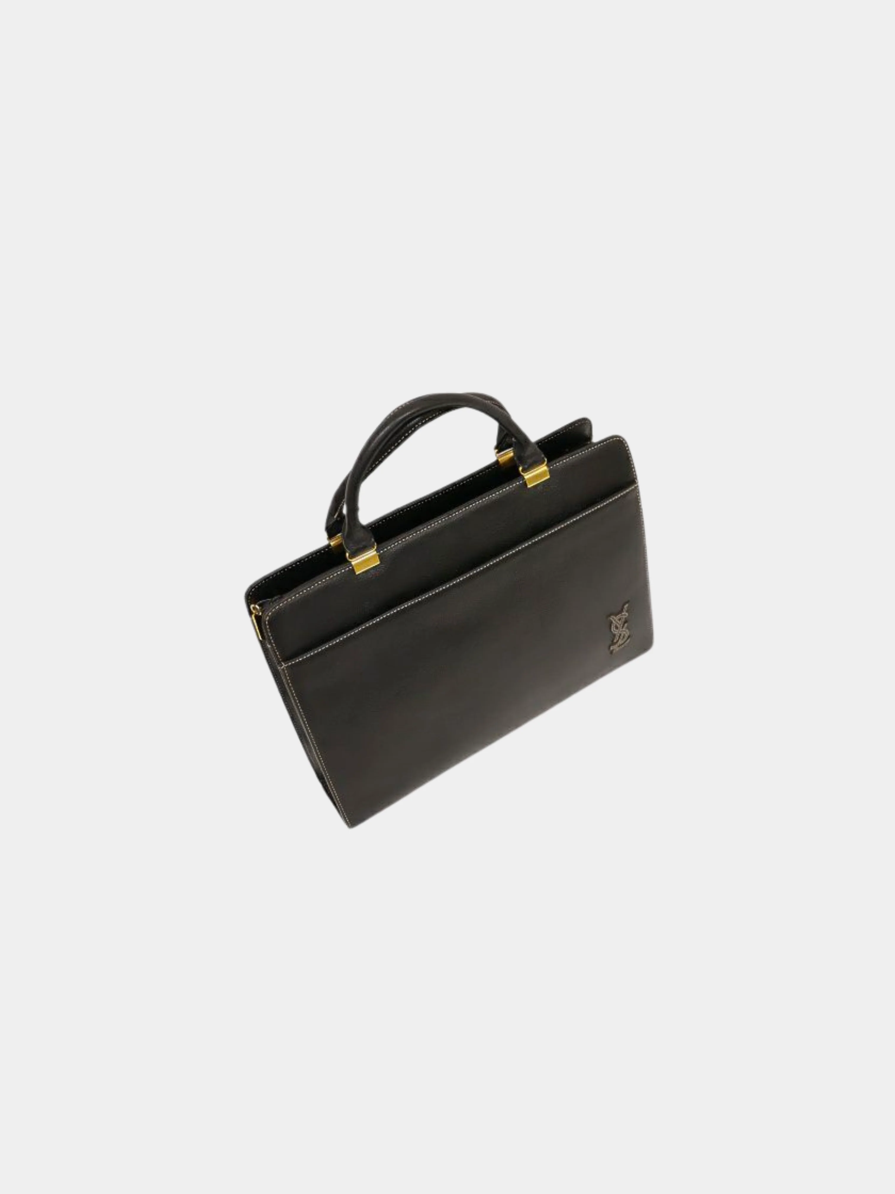 Yves Saint Laurent 2000s Black Leather Logo Handbag - Image 7
