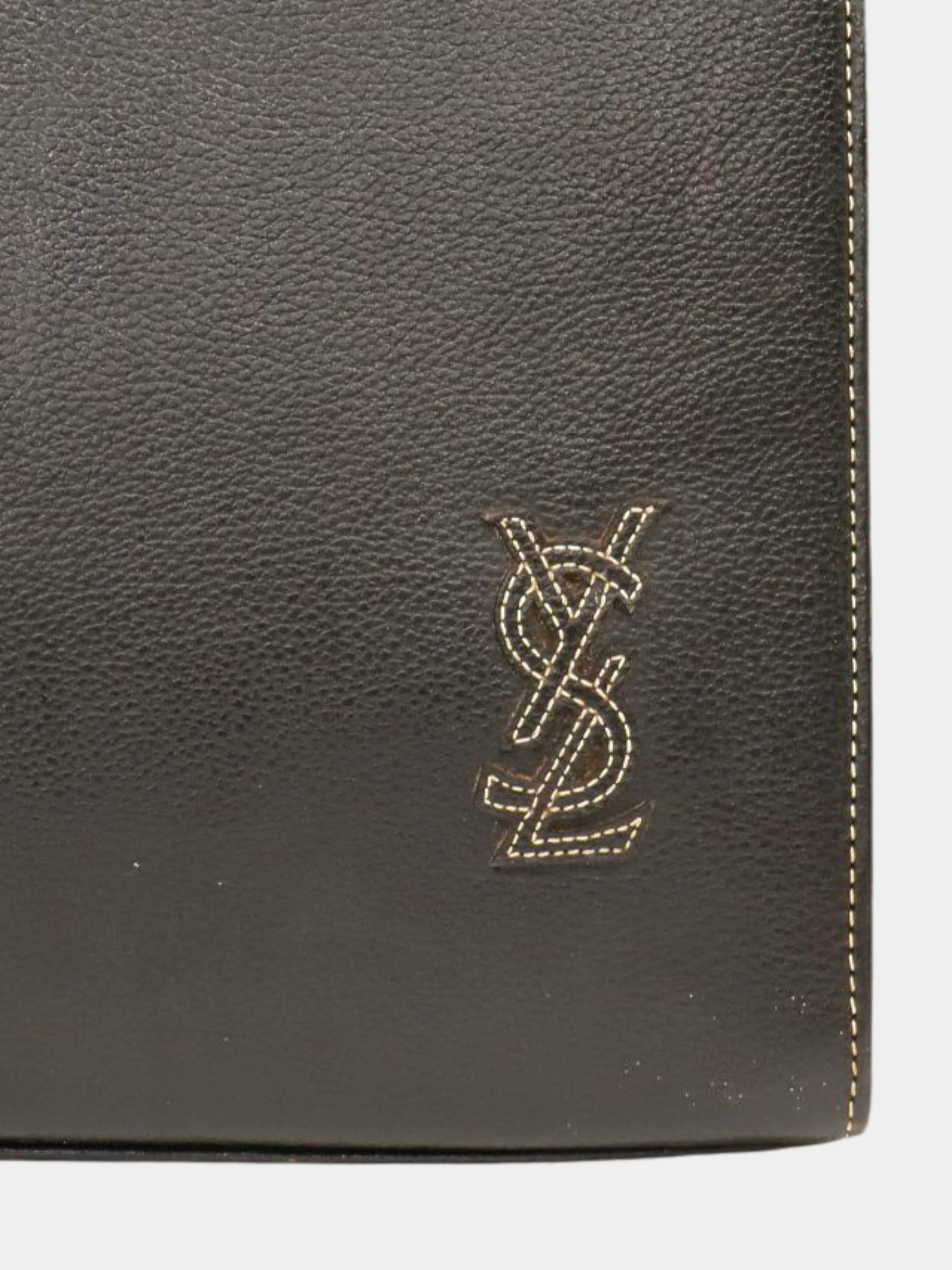 Yves Saint Laurent 2000s Black Leather Logo Handbag - Image 9