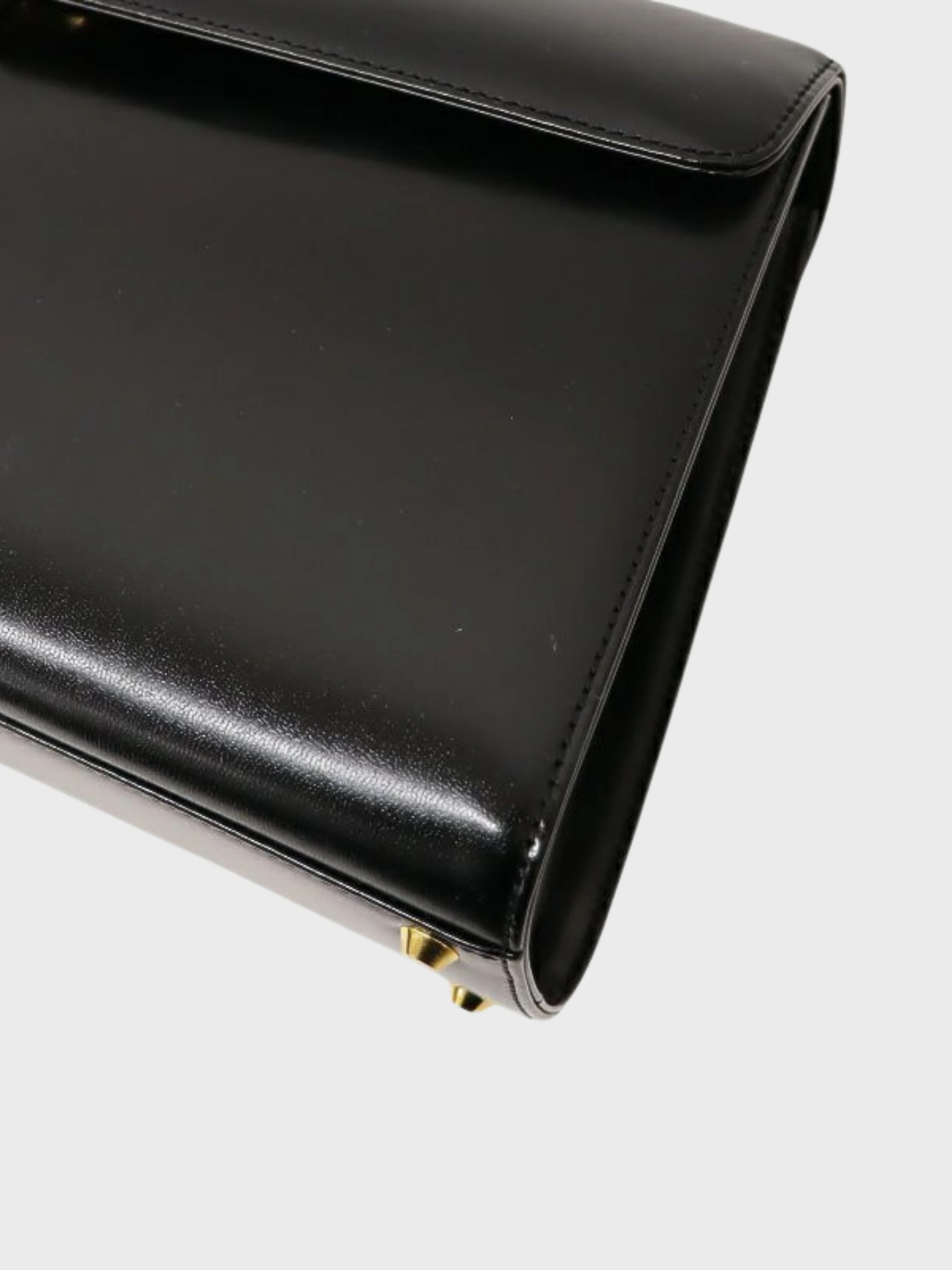 Yves Saint Laurent 2000s Black Leather Logo Hardware Handbag - Image 5