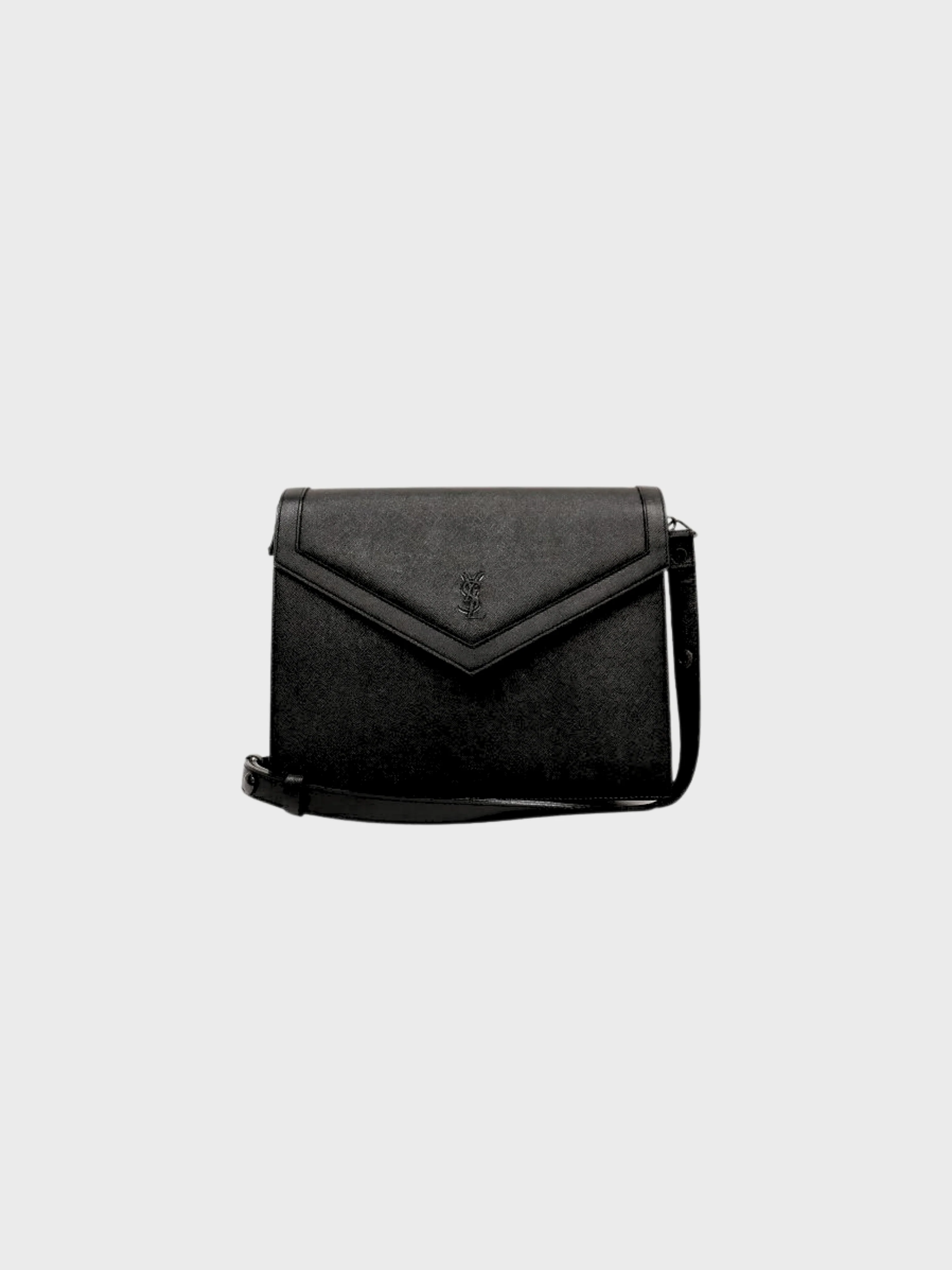 Yves Saint Laurent 2000s Black Leather Logo-Stamped Shoulder Bag