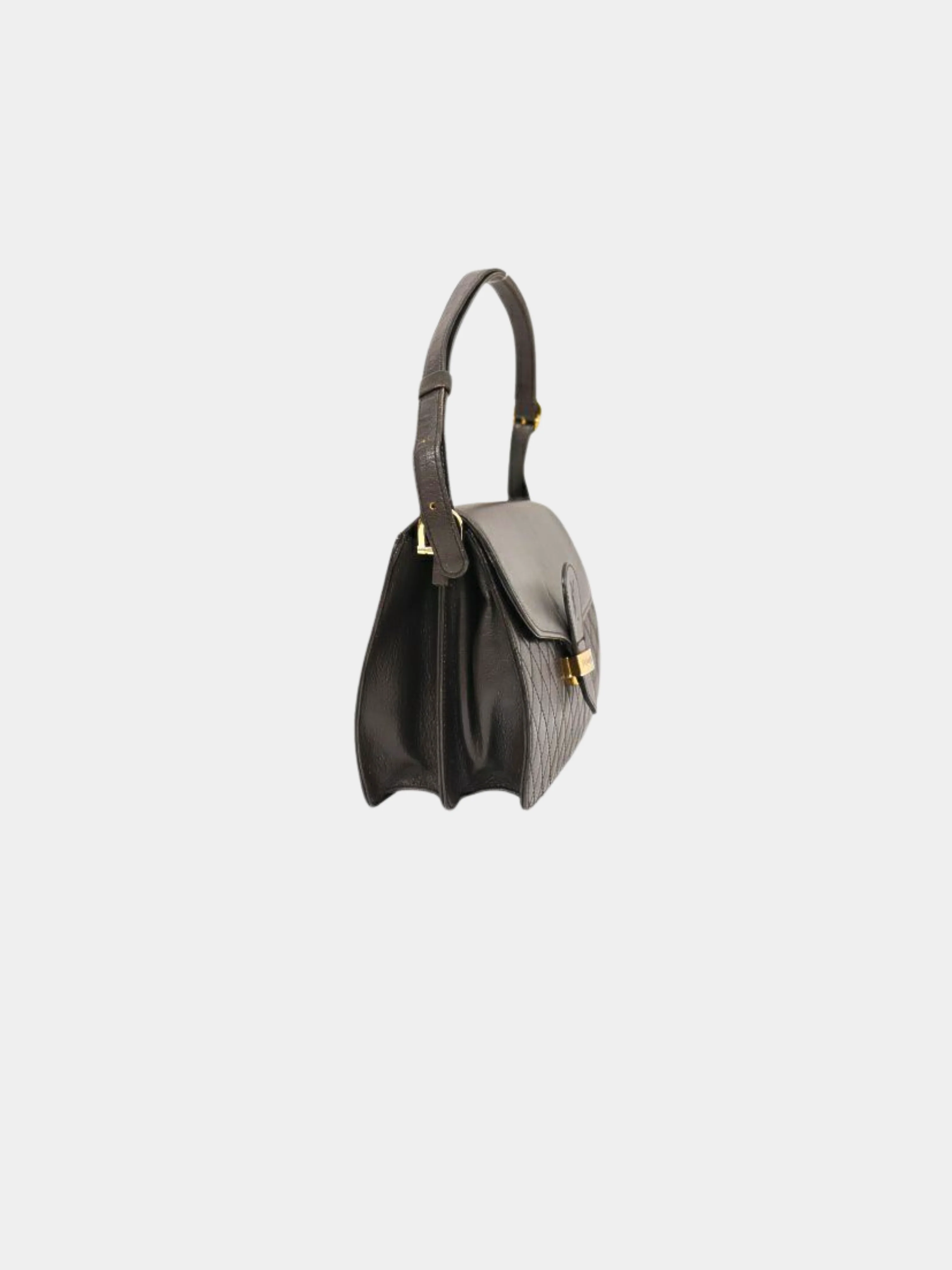 Yves Saint Laurent 2000s Black Matelassé Leather Shoulder Bag - Image 3