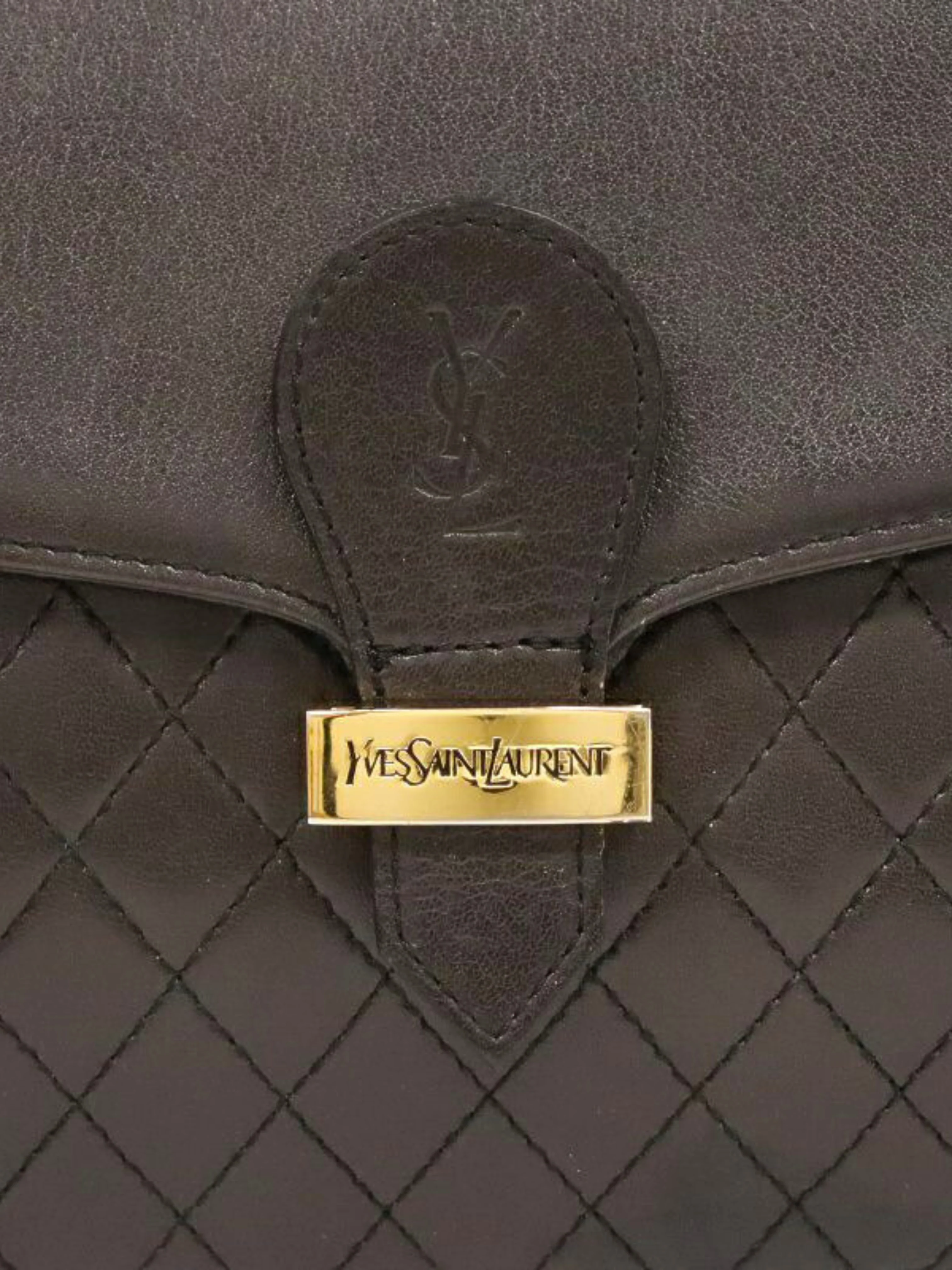 Yves Saint Laurent 2000s Black Matelassé Leather Shoulder Bag - Image 7