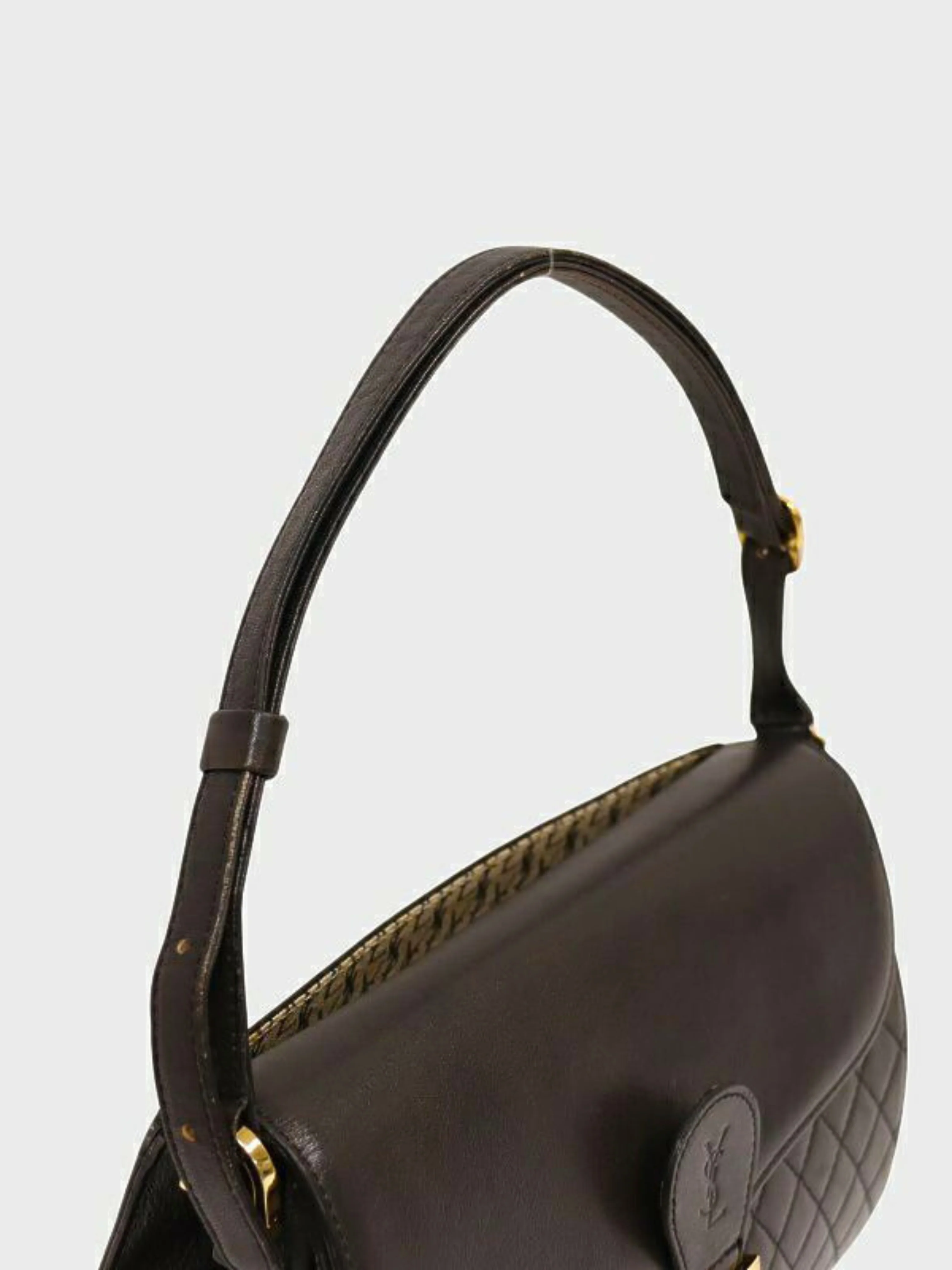Yves Saint Laurent 2000s Black Matelassé Leather Shoulder Bag - Image 8