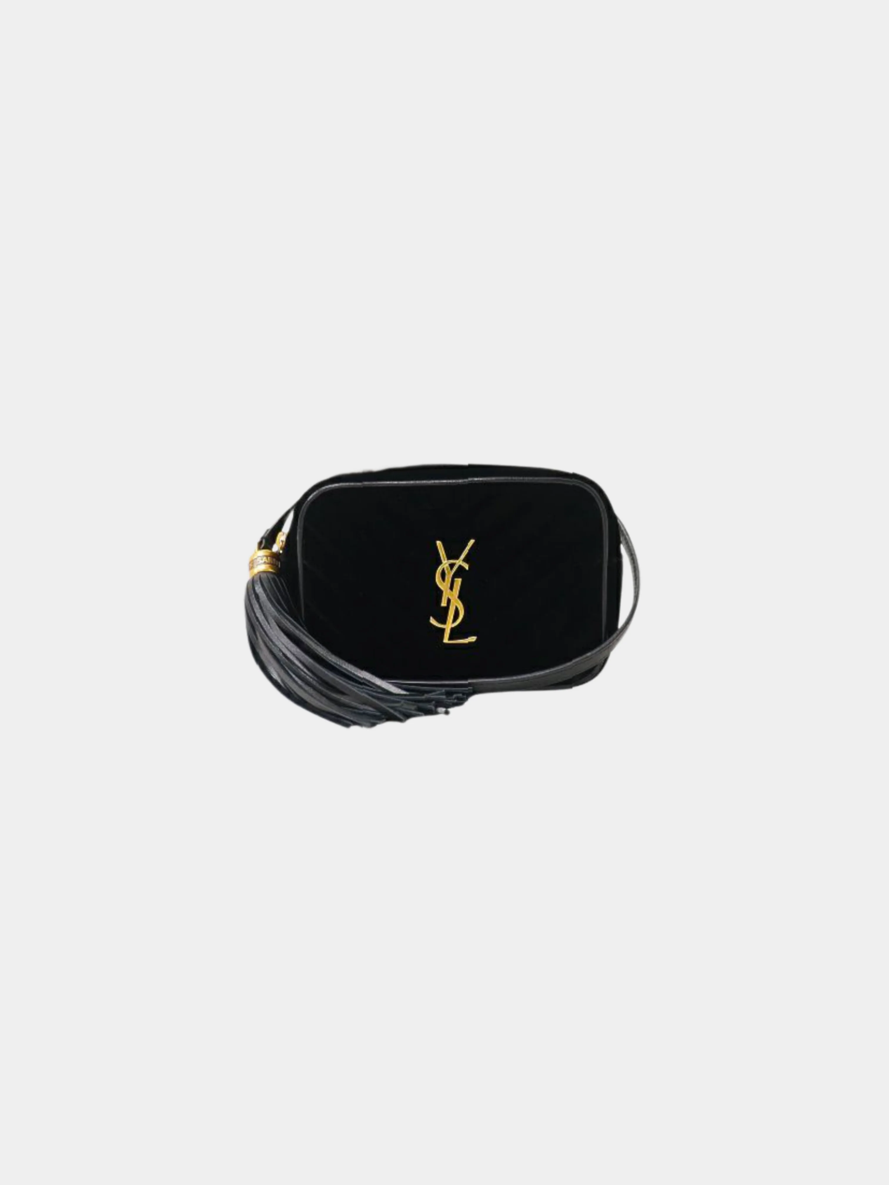 Yves Saint Laurent 2000s Black Velvet Leather V-Stitch Loubert Bag