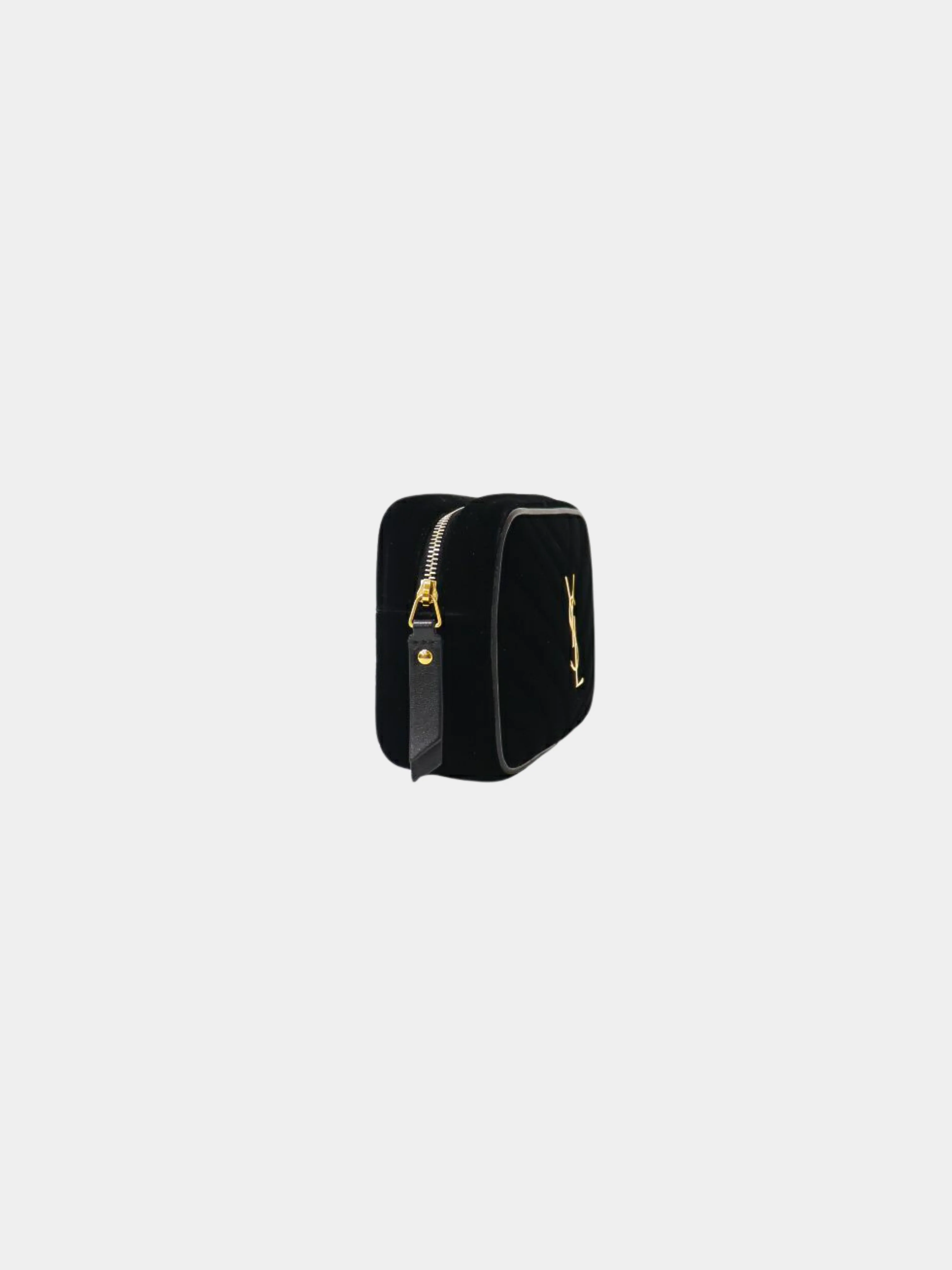 Yves Saint Laurent 2000s Black Velvet Leather V-Stitch Loubert Bag - Image 3