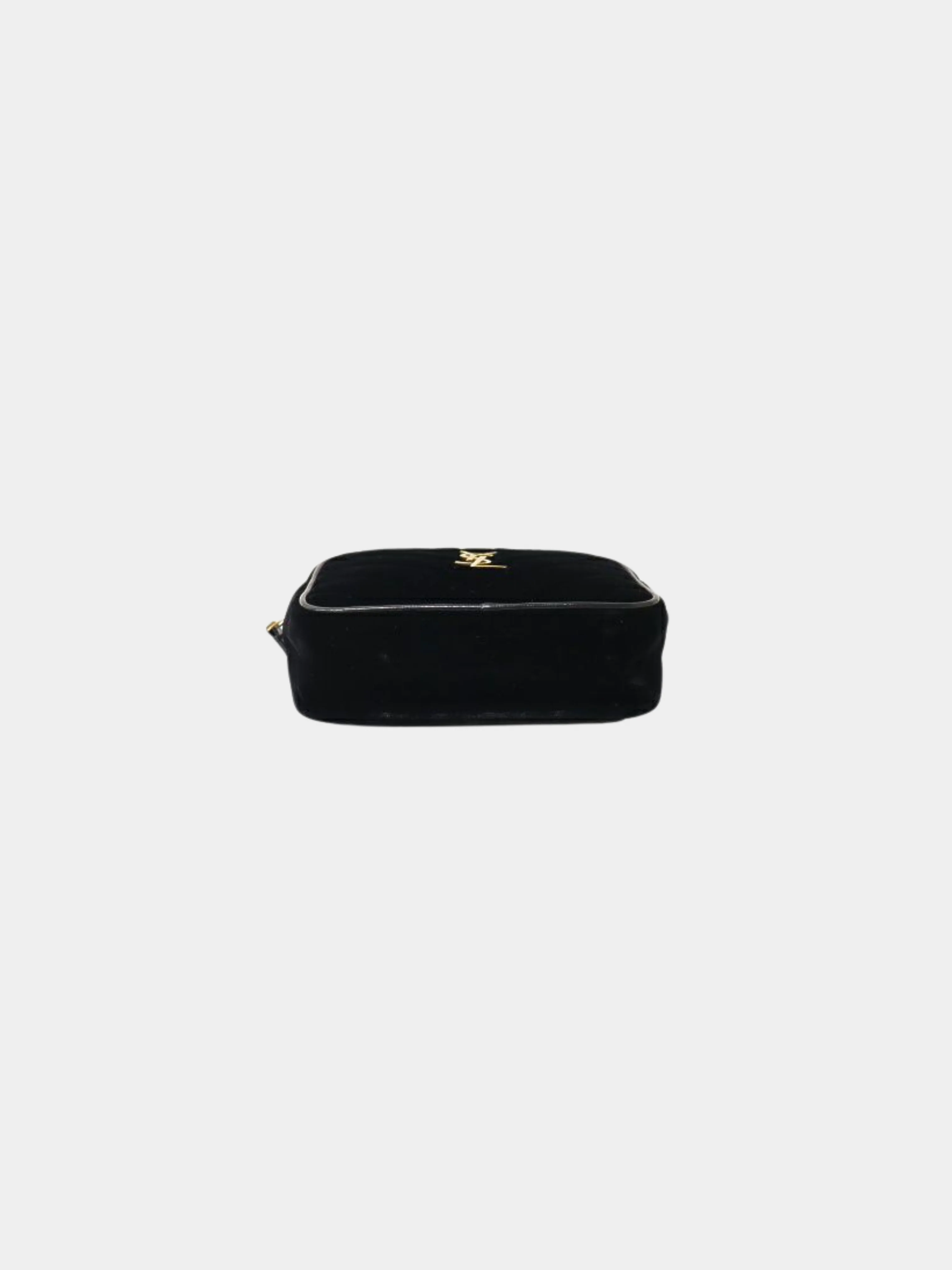 Yves Saint Laurent 2000s Black Velvet Leather V-Stitch Loubert Bag - Image 4