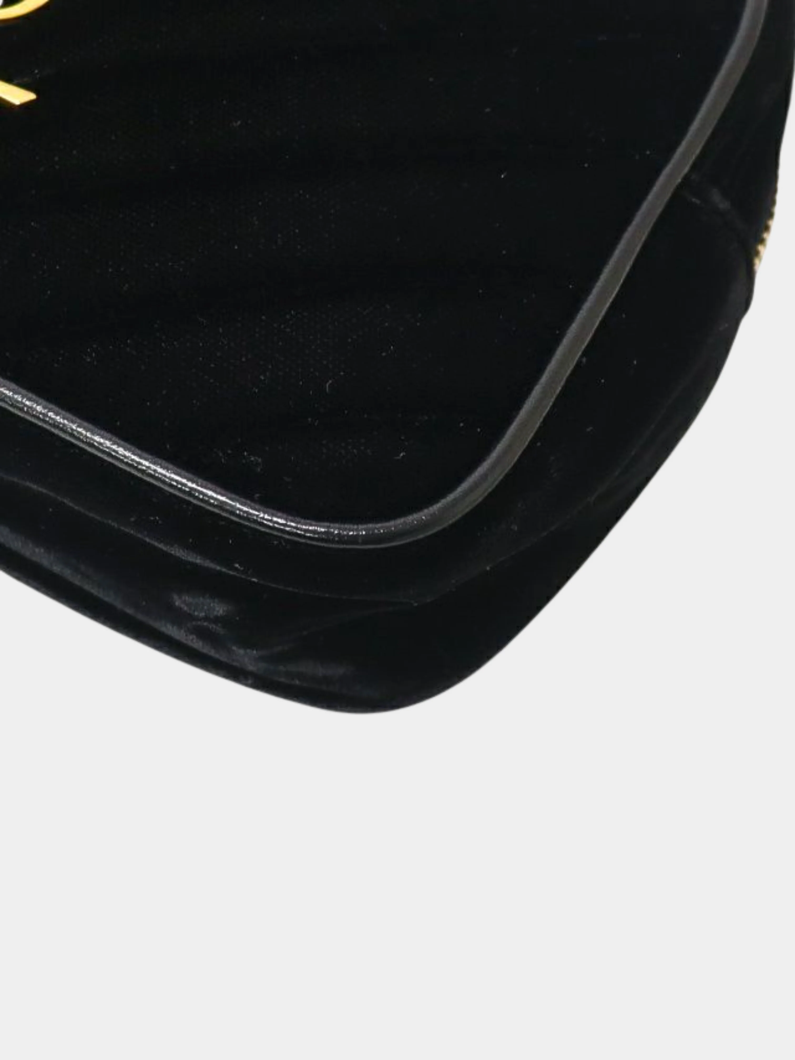 Yves Saint Laurent 2000s Black Velvet Leather V-Stitch Loubert Bag - Image 5