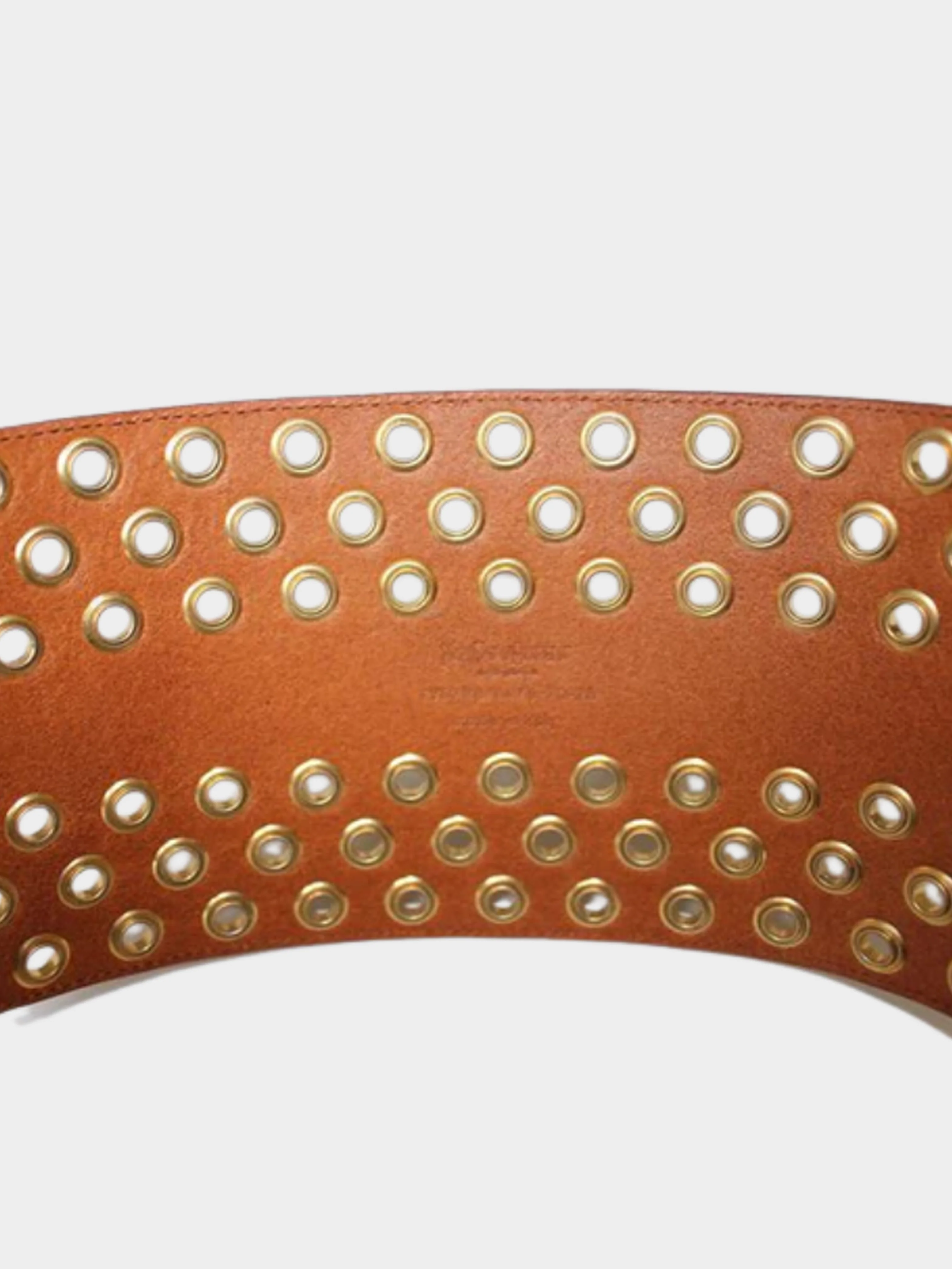 Yves Saint Laurent 2000s Brown Leather Grommet Belt - Image 2