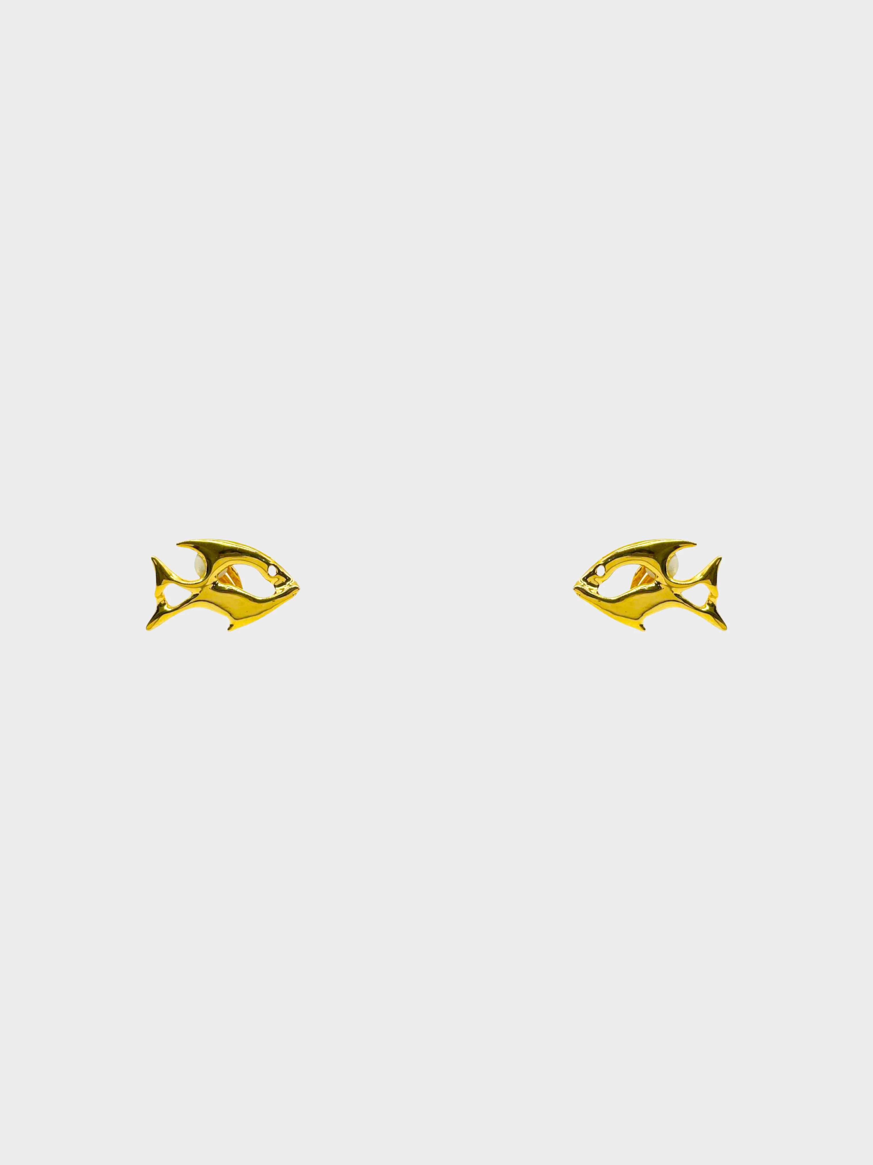 Yves Saint Laurent 2000s Gold Fish Motif Clip-on Earrings