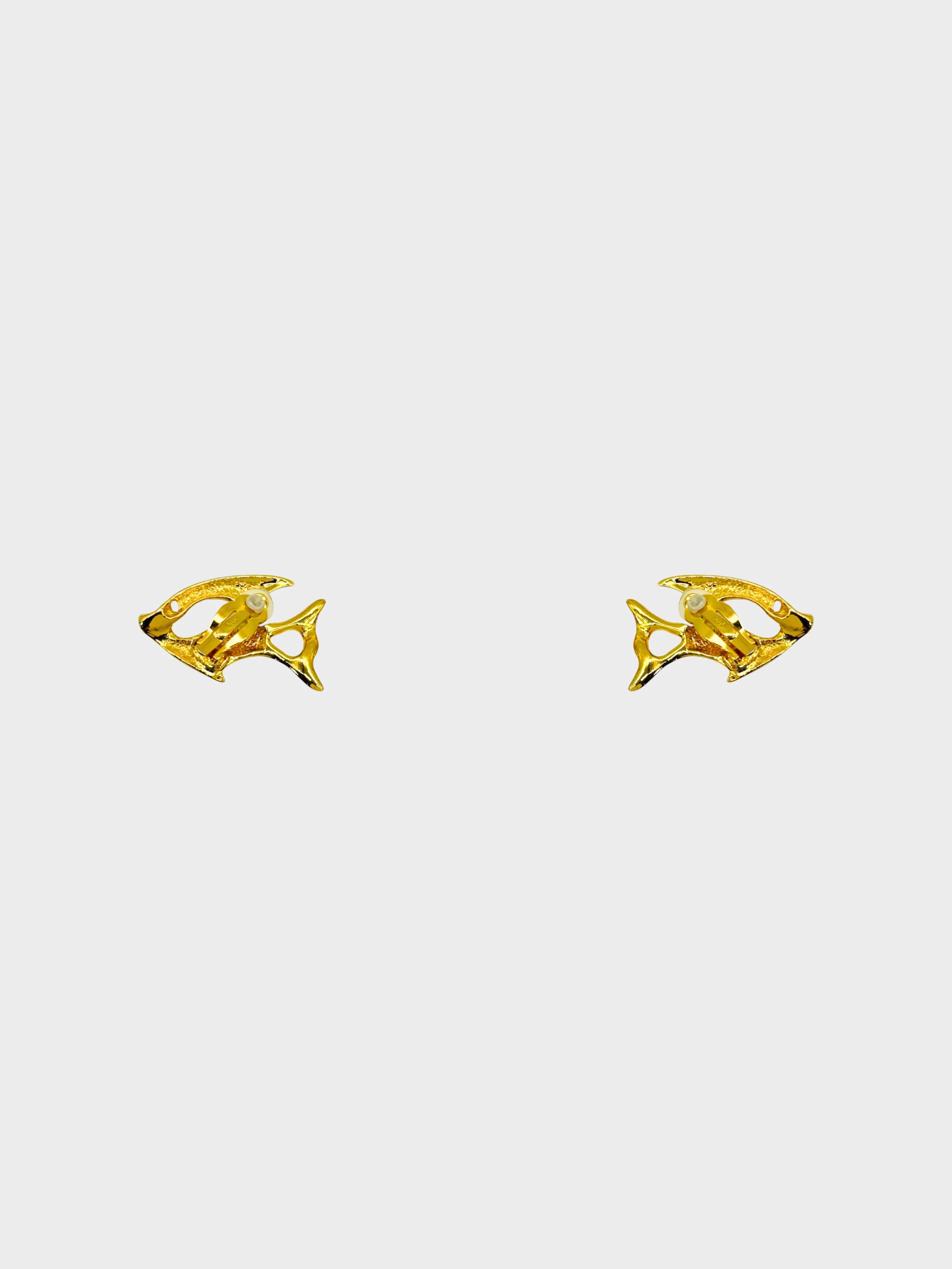 Yves Saint Laurent 2000s Gold Fish Motif Clip-on Earrings - Image 2