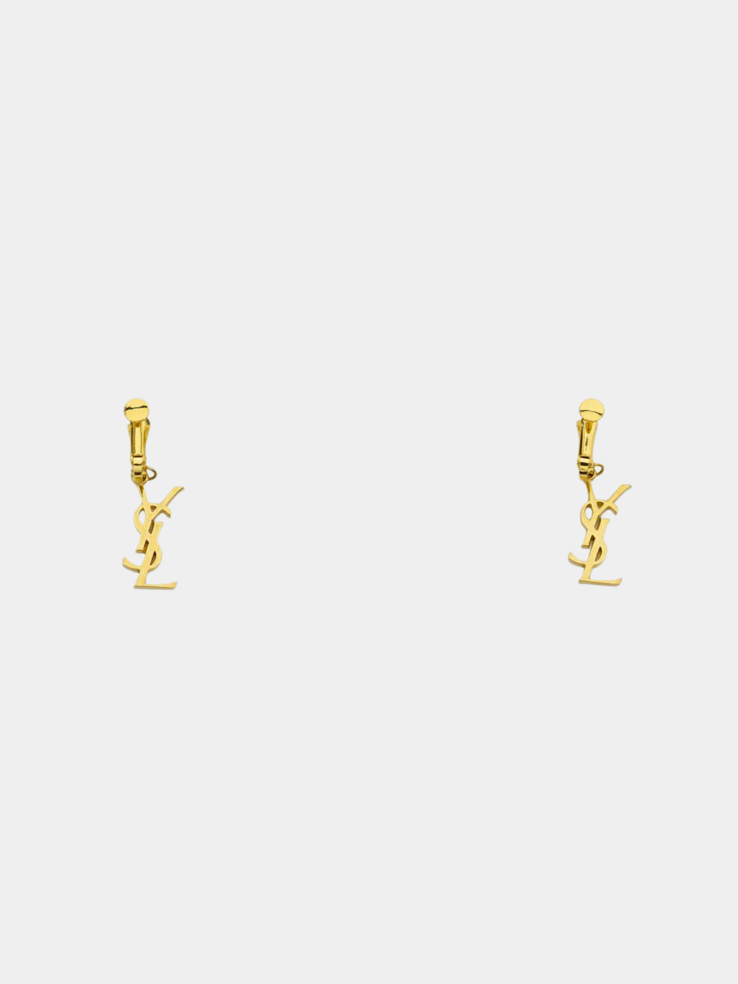Yves Saint Laurent 2000s Gold Logo Earrings