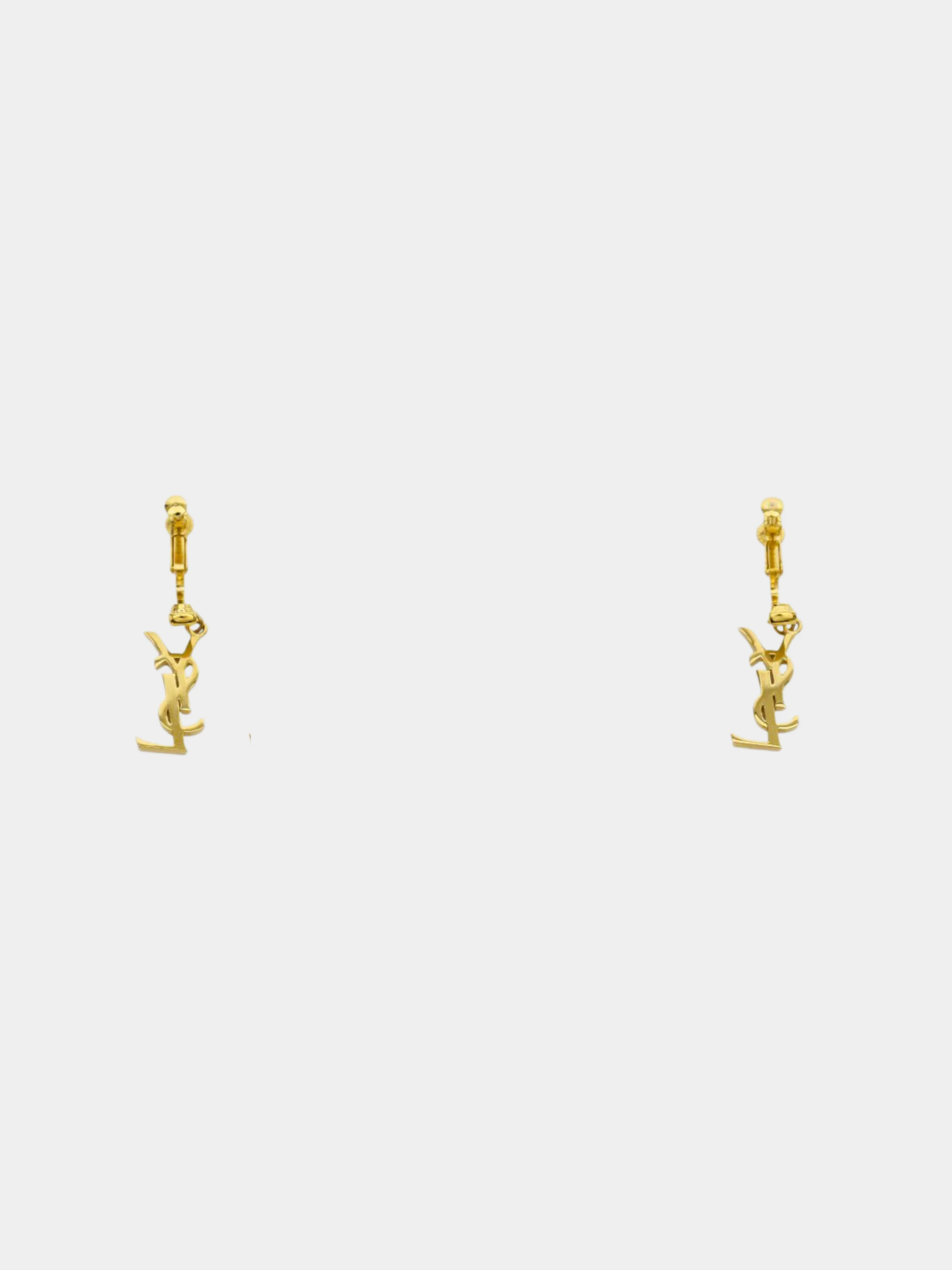Yves Saint Laurent 2000s Gold Logo Earrings - Image 2
