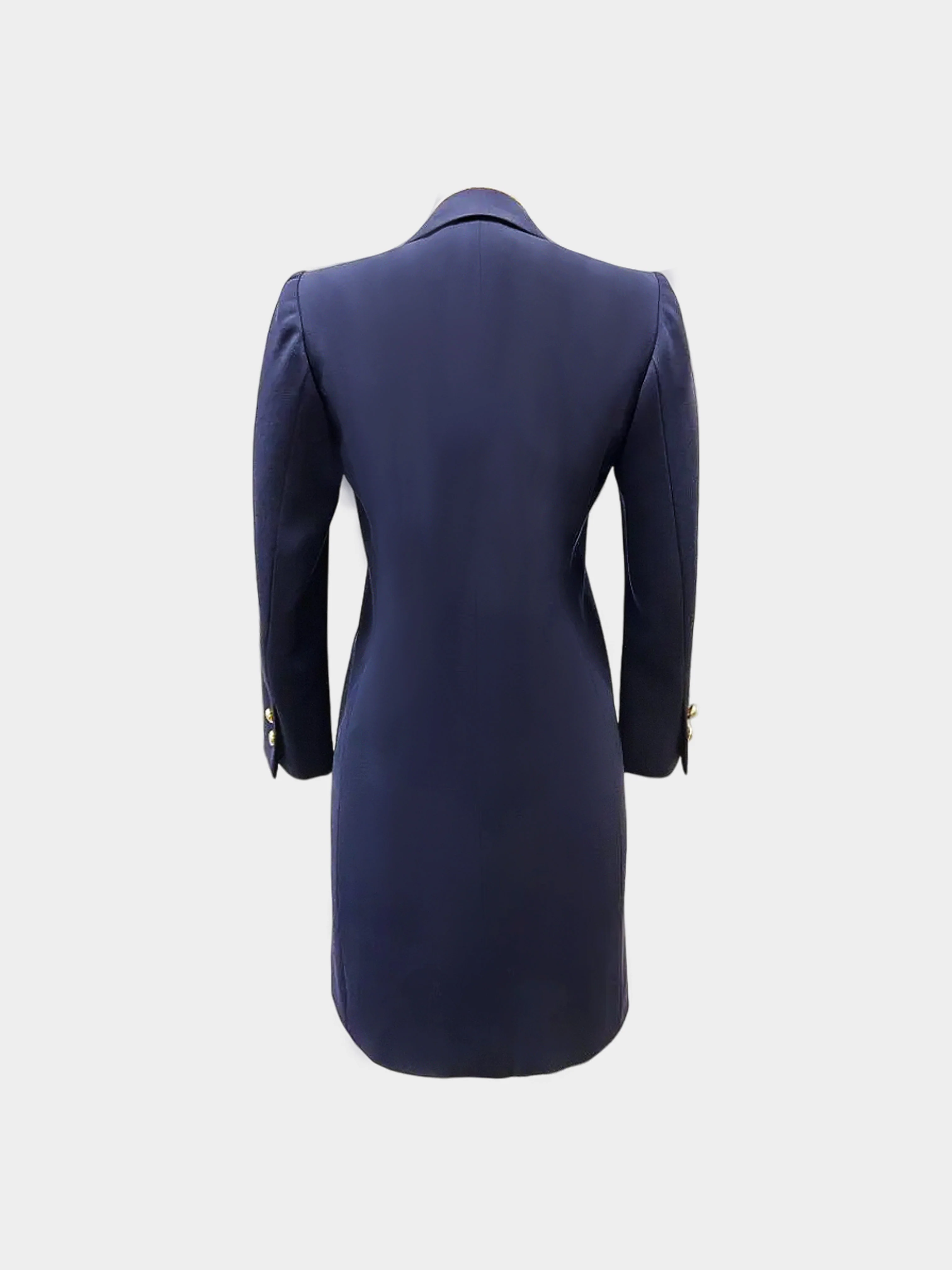 Saint Laurent 2000s Navy Rive Gauche Double Breasted Wool Coat - Image 2